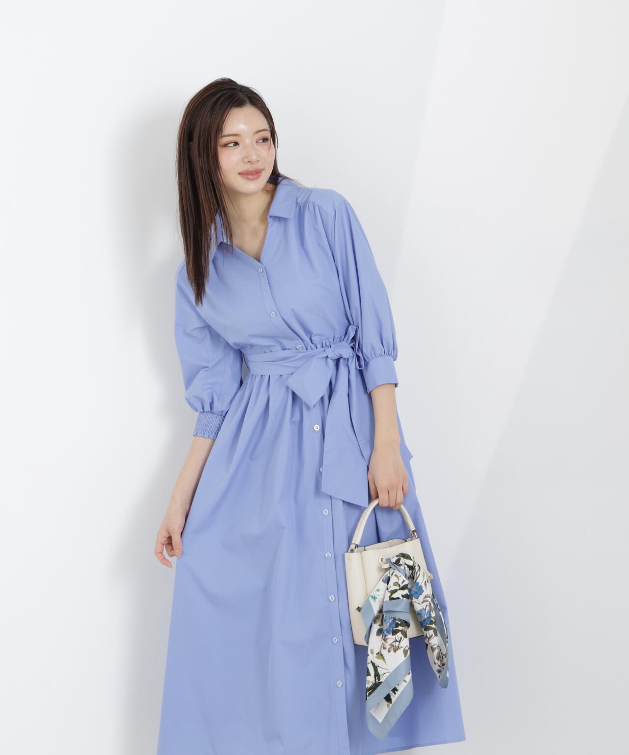 リボン付きシャツワンピース【WEB・一部店舗限定】