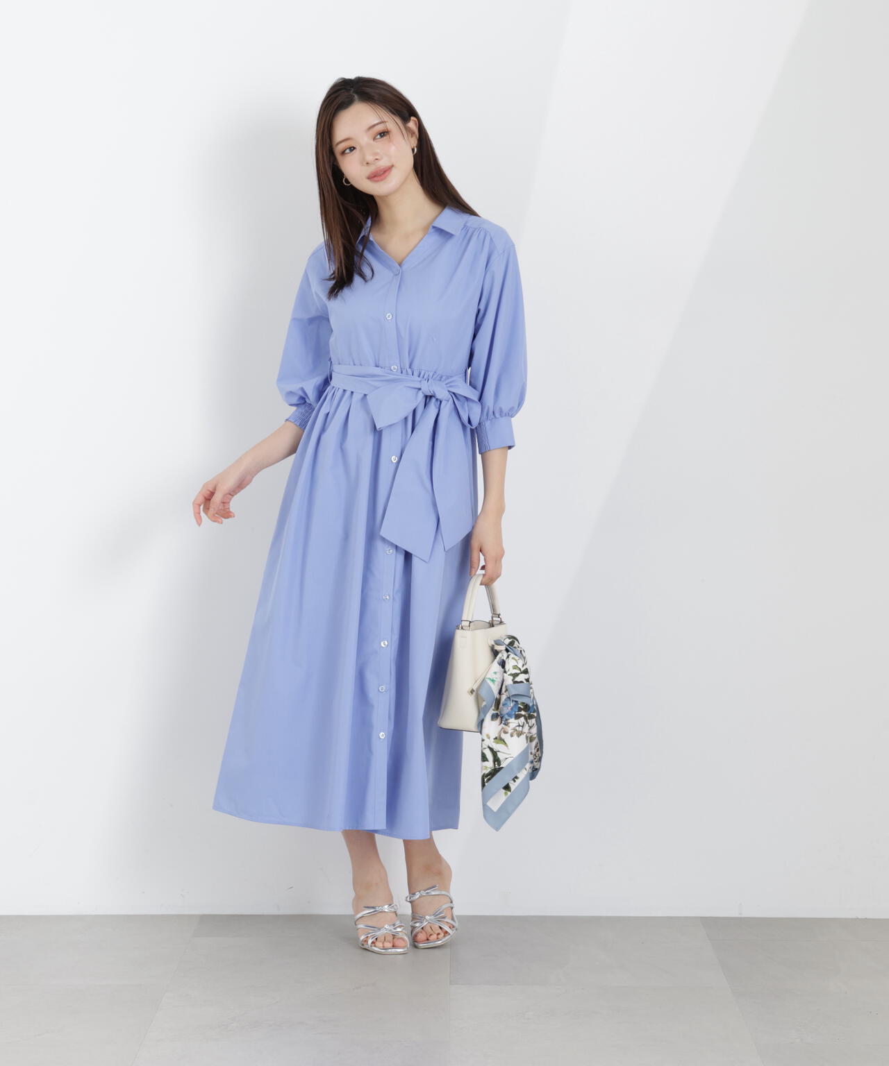 リボン付きシャツワンピース【WEB・一部店舗限定】