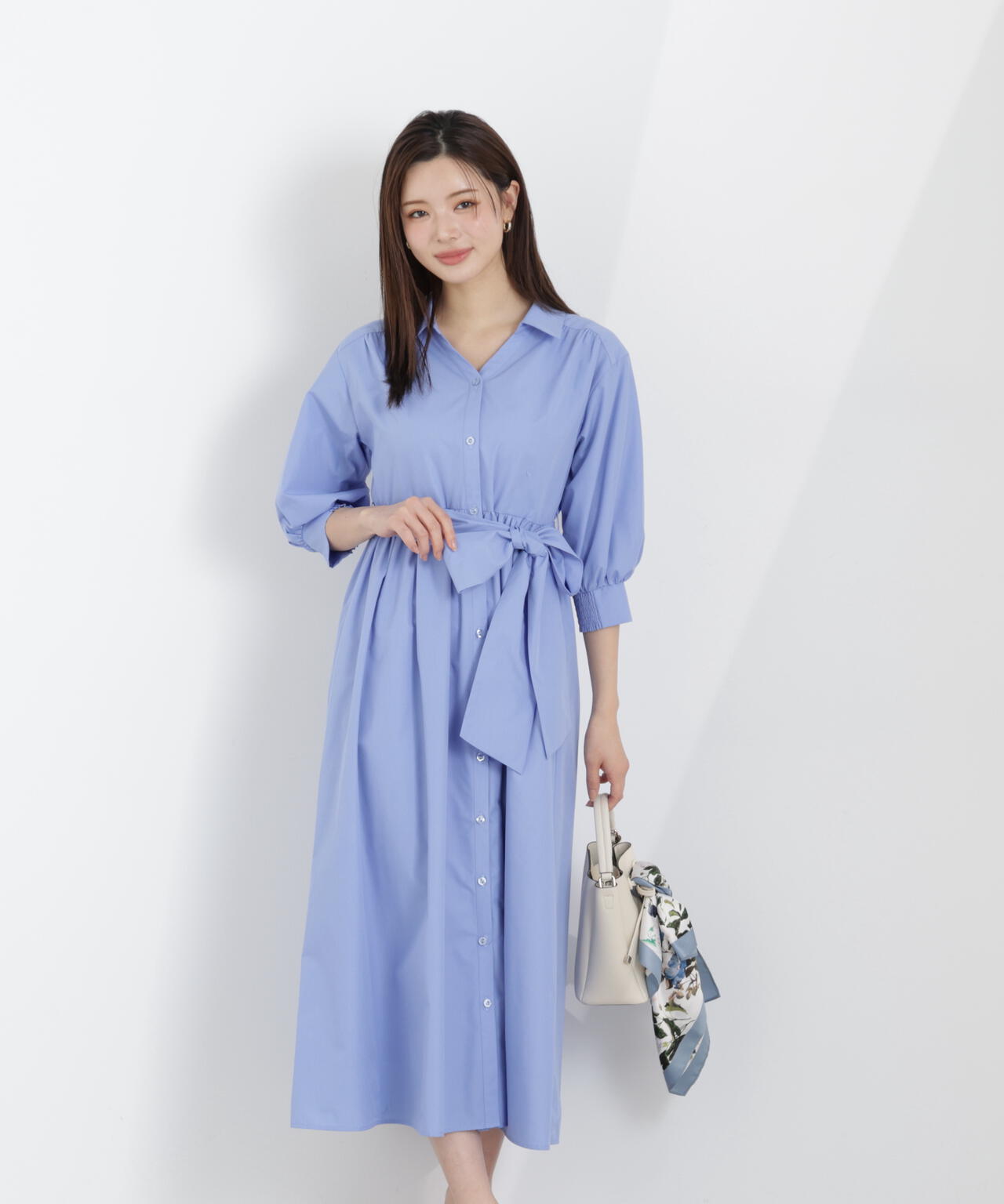 リボン付きシャツワンピース【WEB・一部店舗限定】