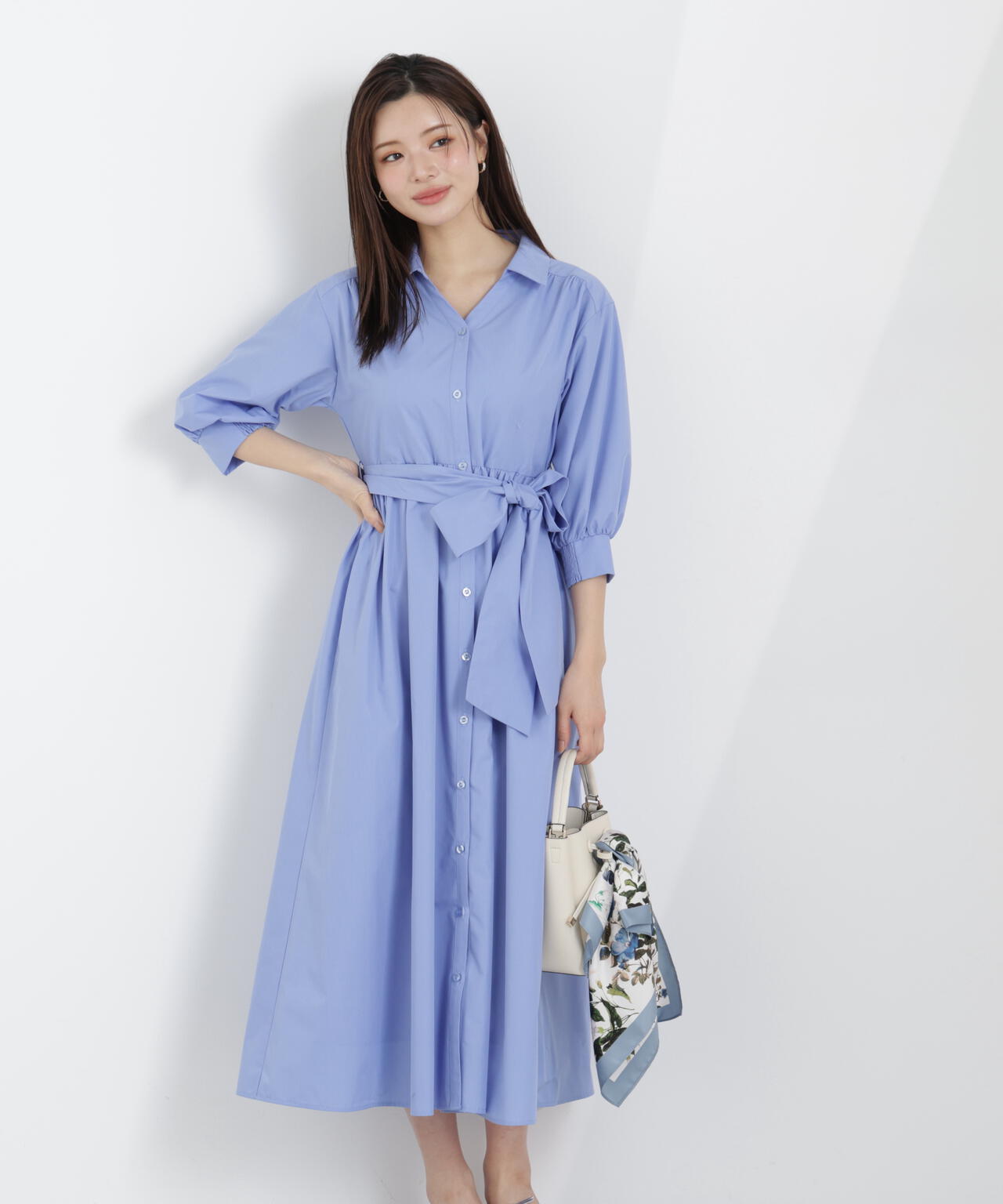 リボン付きシャツワンピース【WEB・一部店舗限定】
