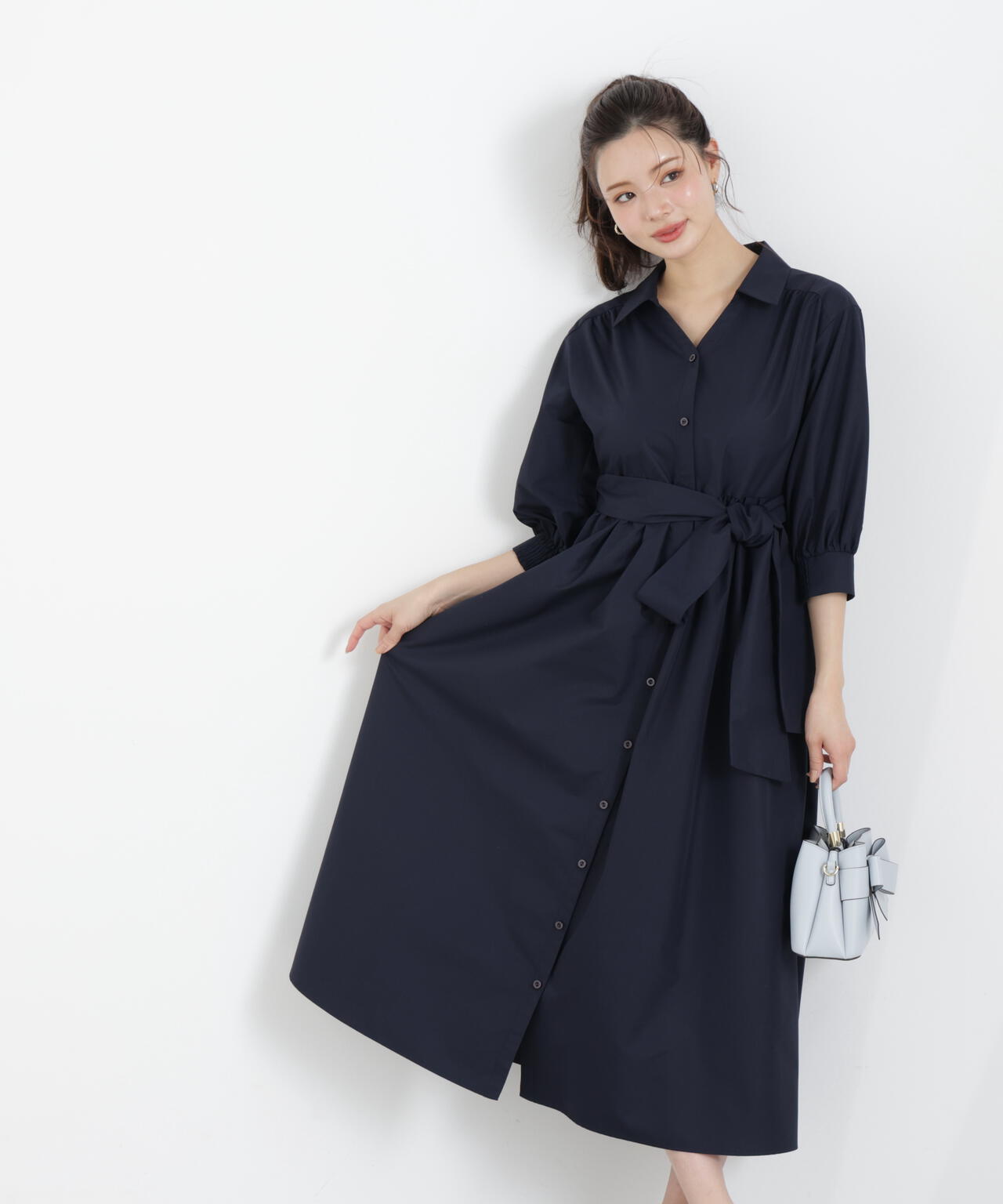 リボン付きシャツワンピース【WEB・一部店舗限定】