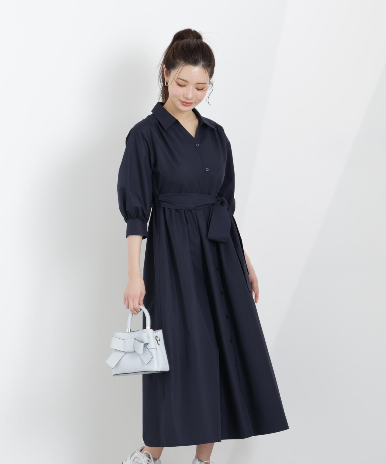 リボン付きシャツワンピース【WEB・一部店舗限定】