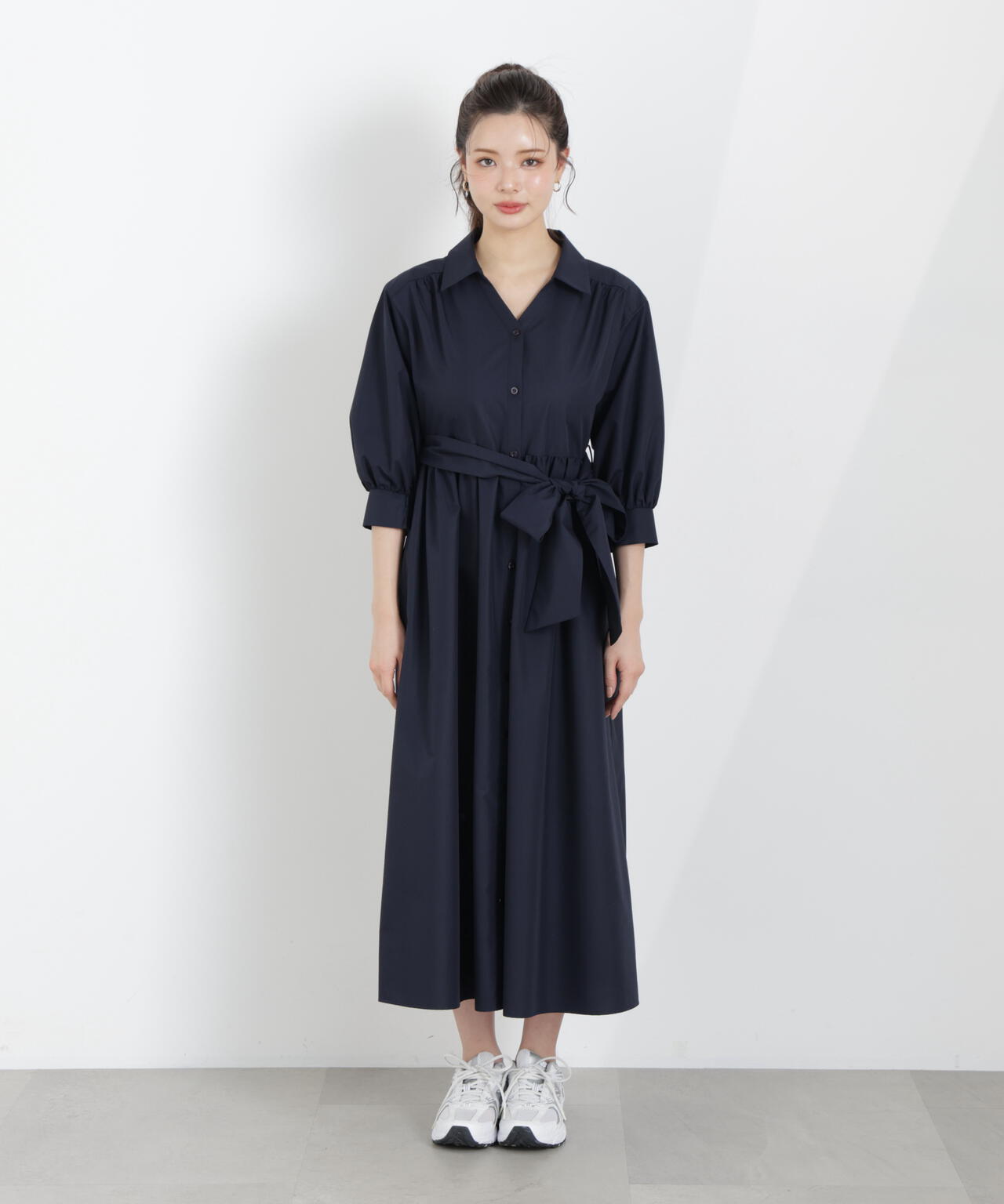 リボン付きシャツワンピース【WEB・一部店舗限定】