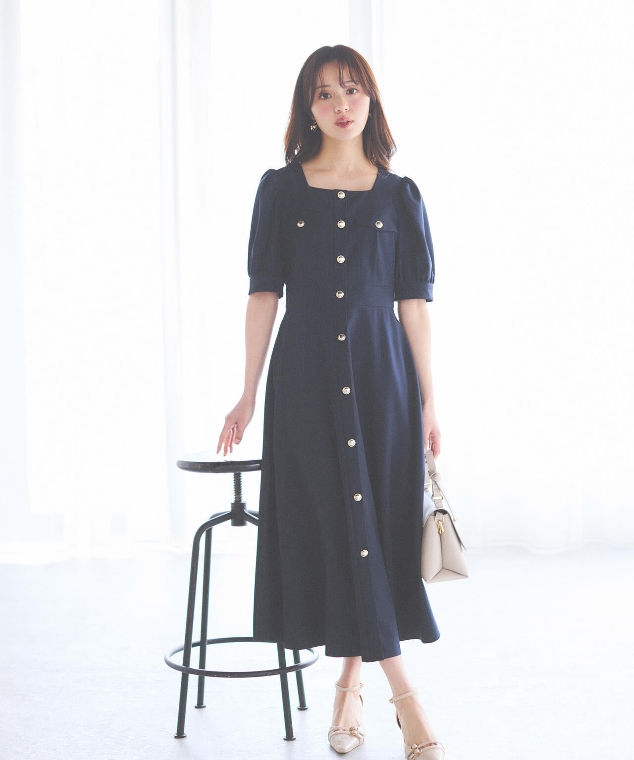 フロント釦ワンピース
