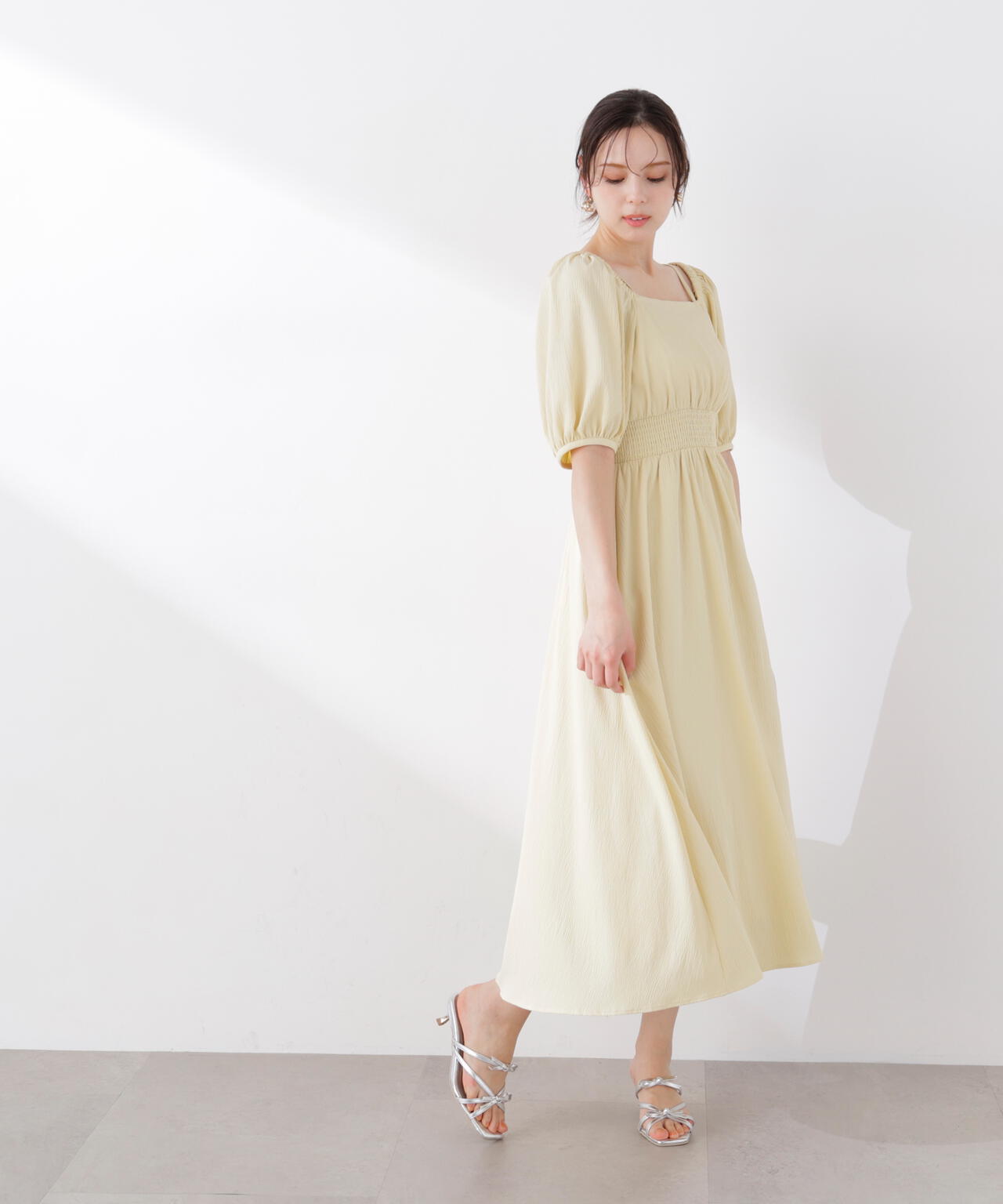 【6/12 10:00～6/15 Special Coupon 対象商品】＜加藤栞さん着用＞2wayパフスリーブワンピース