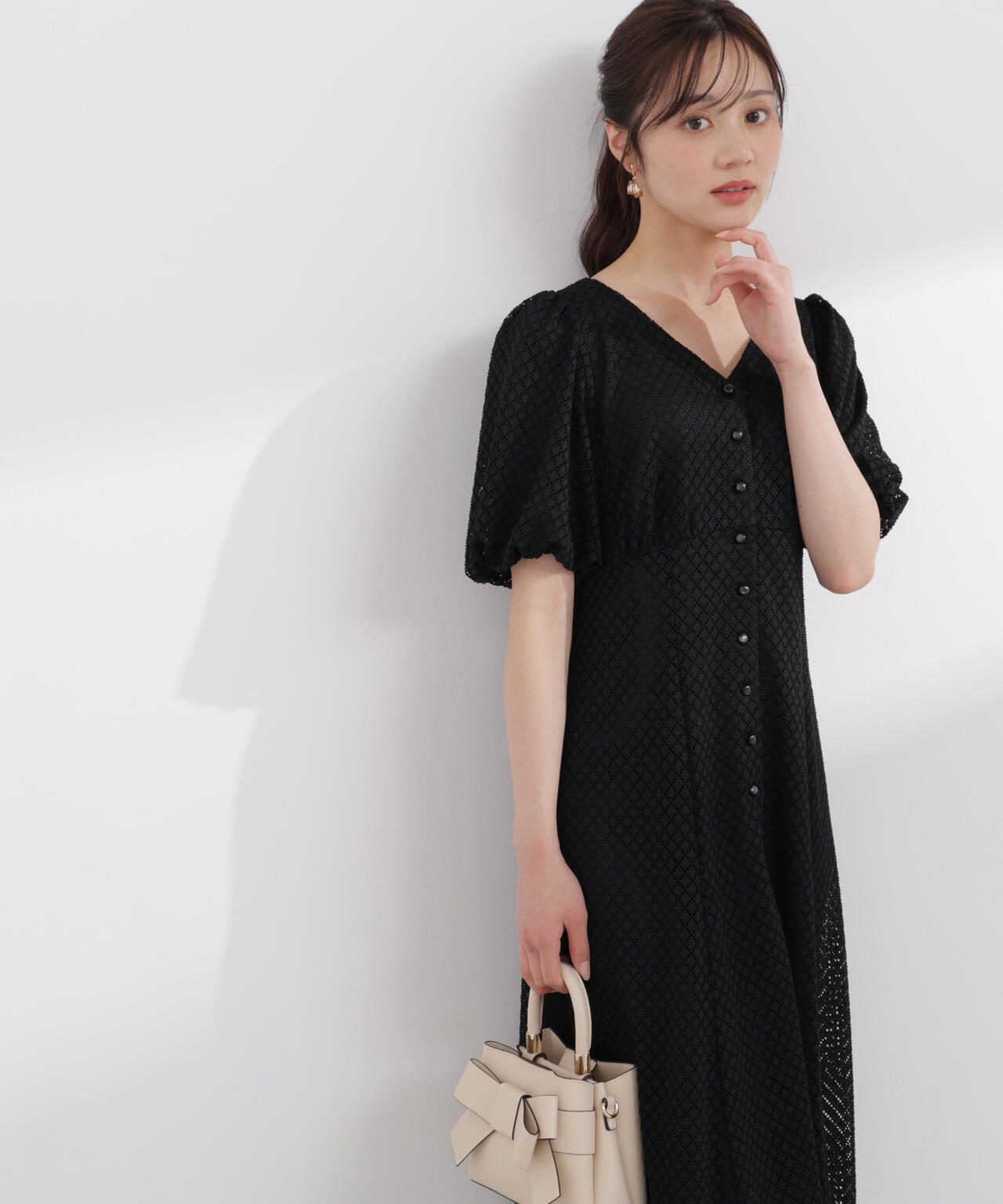 パフスリーブフロント釦ワンピース | PROPORTION BODY DRESSING