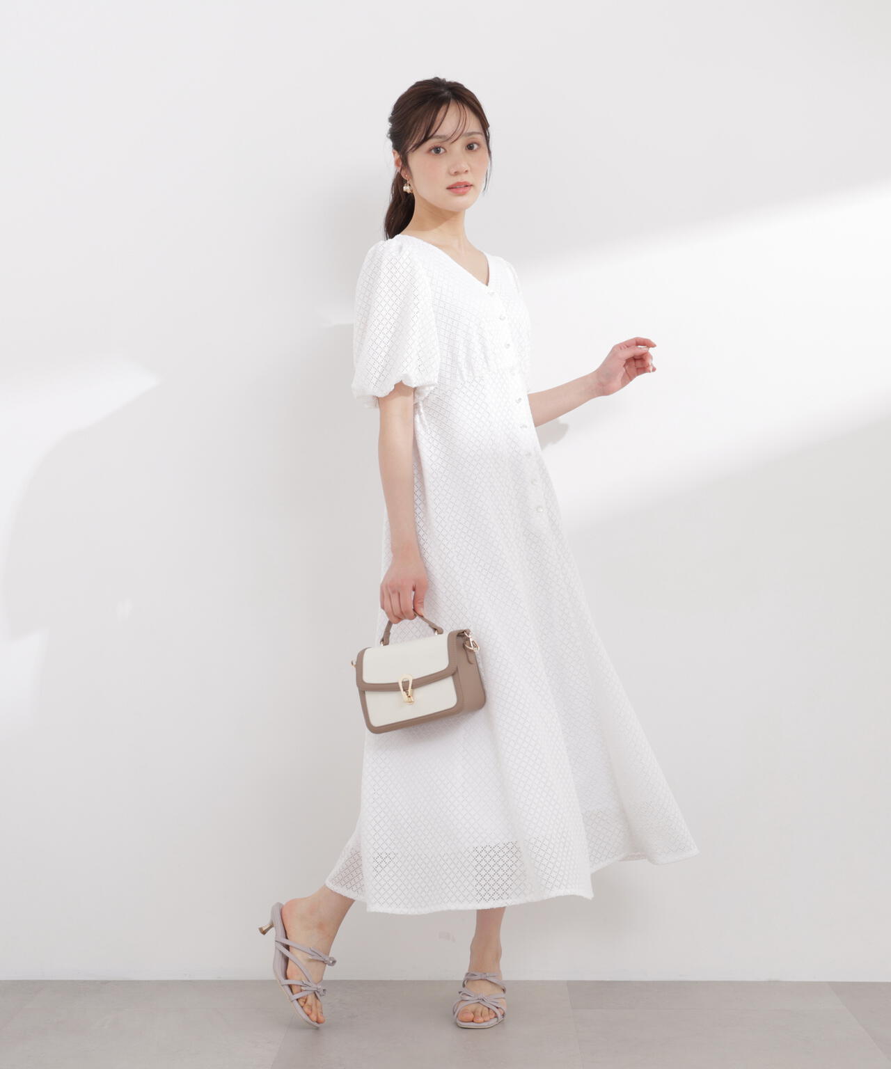 パフスリーブフロント釦ワンピース | PROPORTION BODY DRESSING