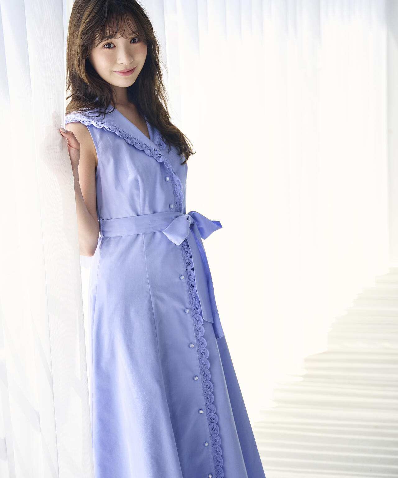 公*o様 Girl's Roomワンピース 中川紅葉さん着用】セーラーカラーレーストリムワンピース【イエロー