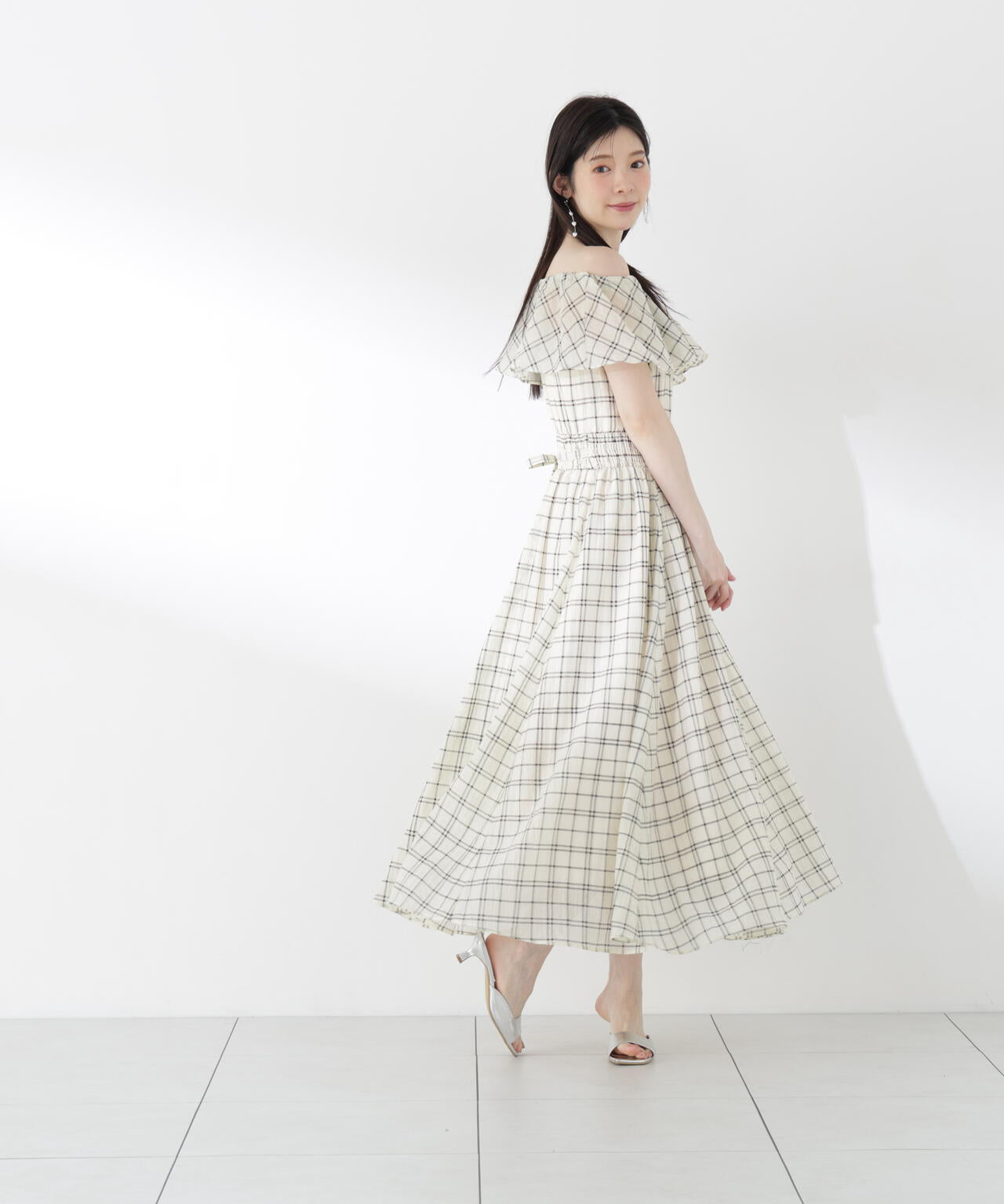 シアーチェック2WAYオフショルワンピース | PROPORTION BODY DRESSING