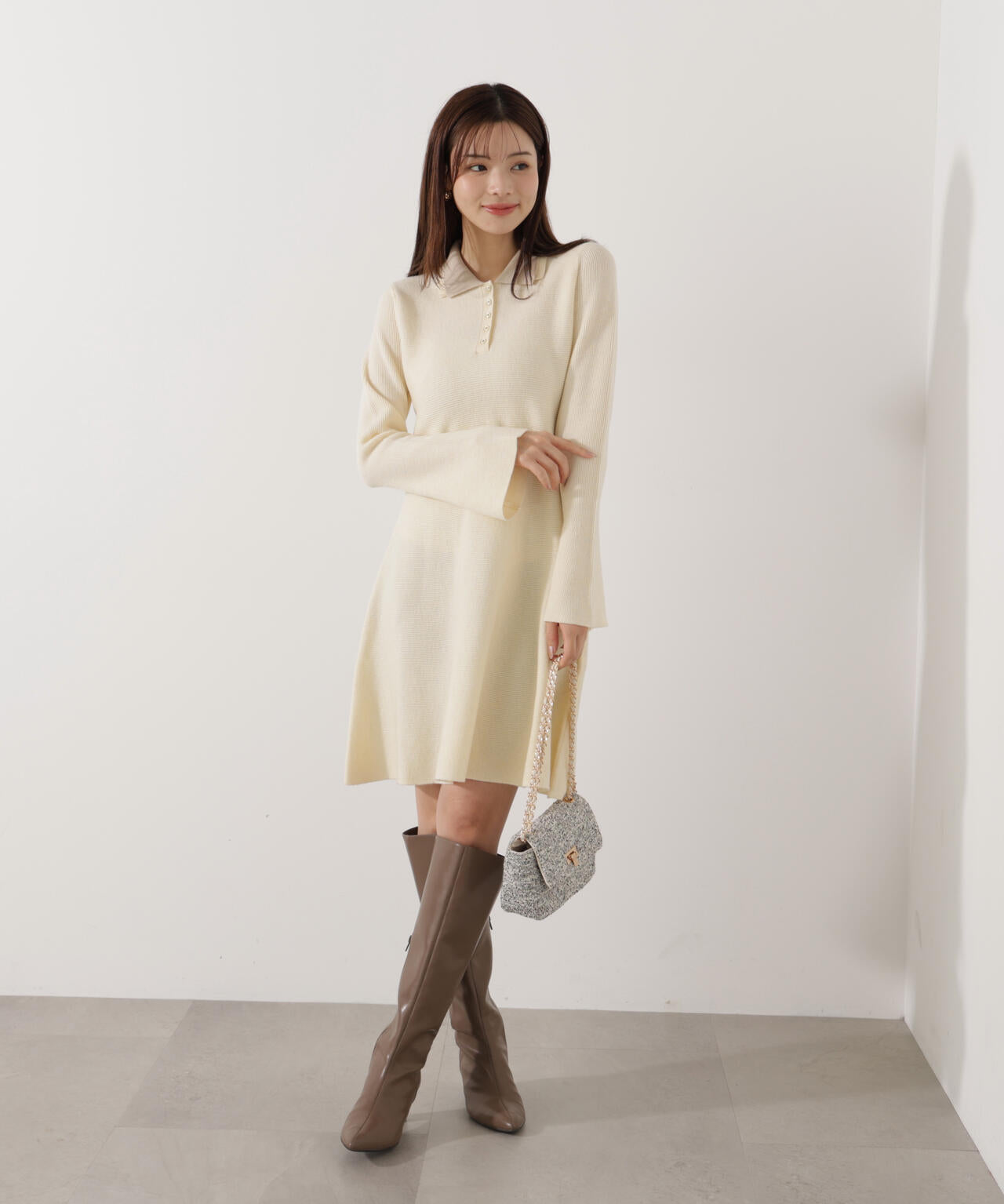 《EDIT COLOGNE》ポロミニニットワンピース