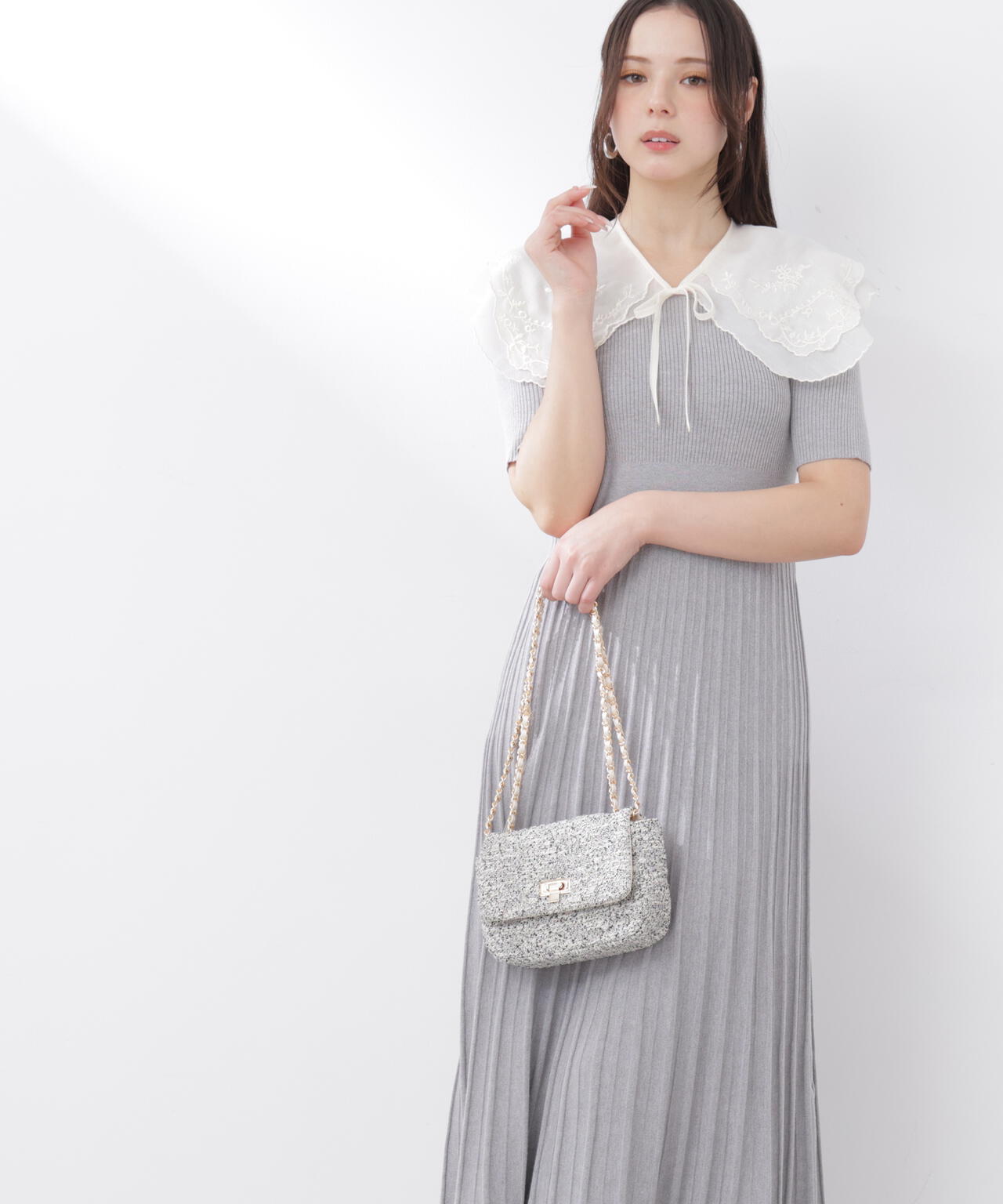 《EDIT COLOGNE》レースカラー2wayニットワンピース