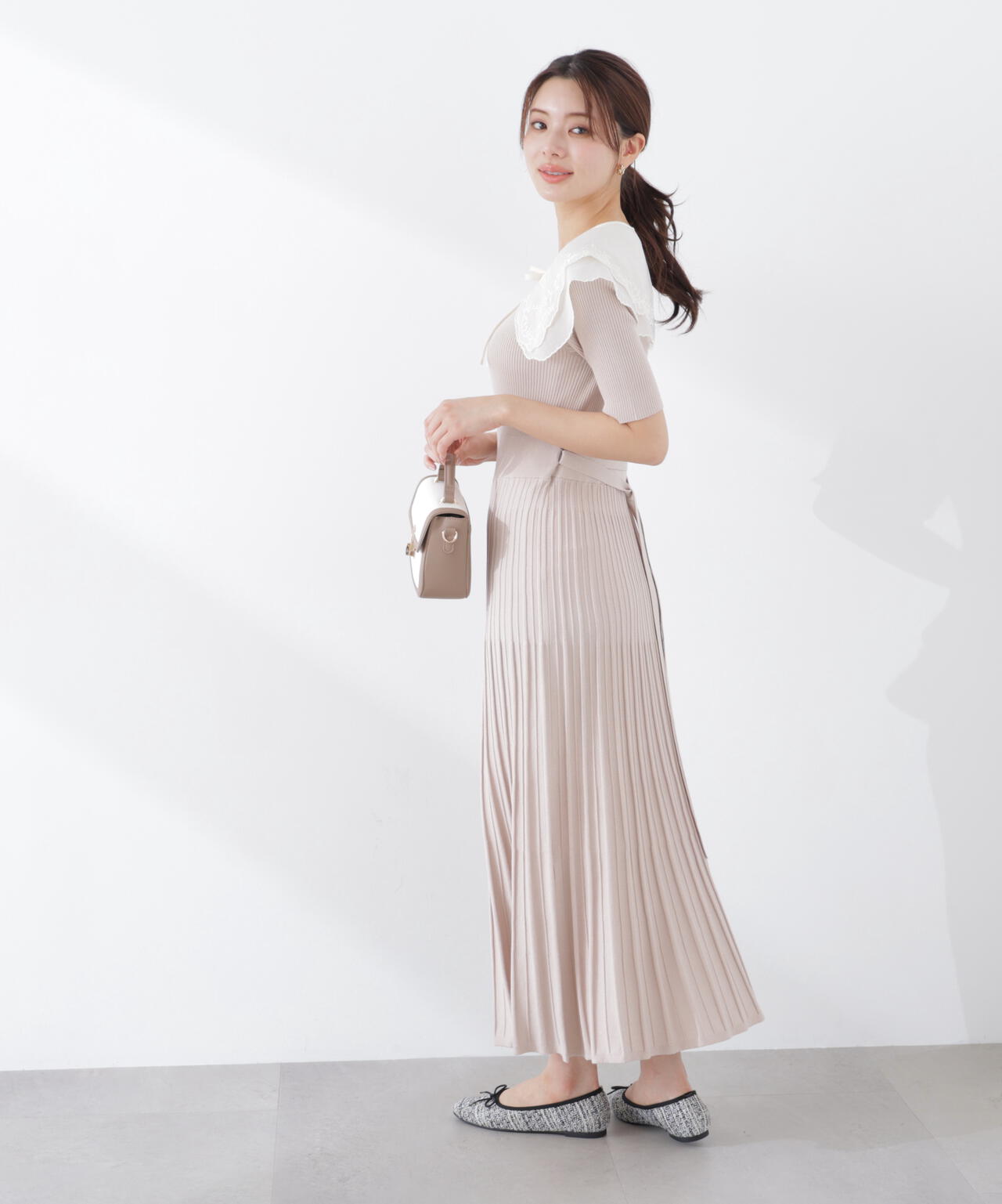 《EDIT COLOGNE》レースカラー2wayニットワンピース