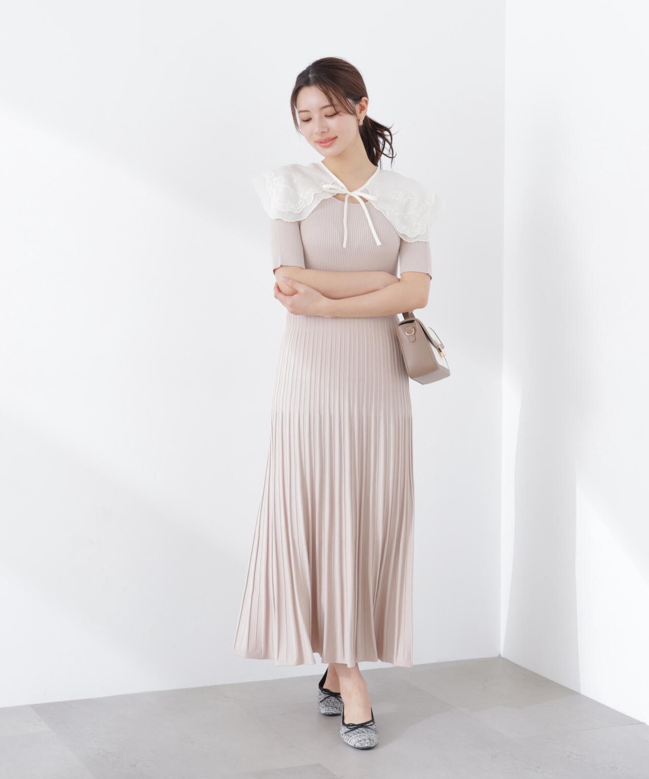 《EDIT COLOGNE》レースカラー2wayニットワンピース