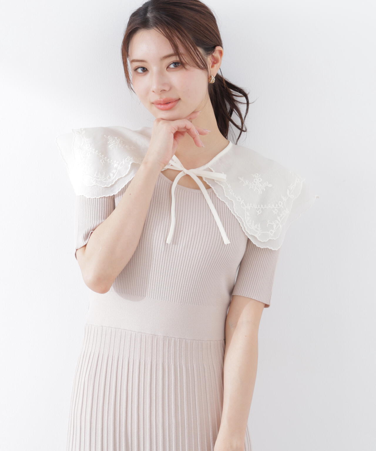 《EDIT COLOGNE》レースカラー2wayニットワンピース