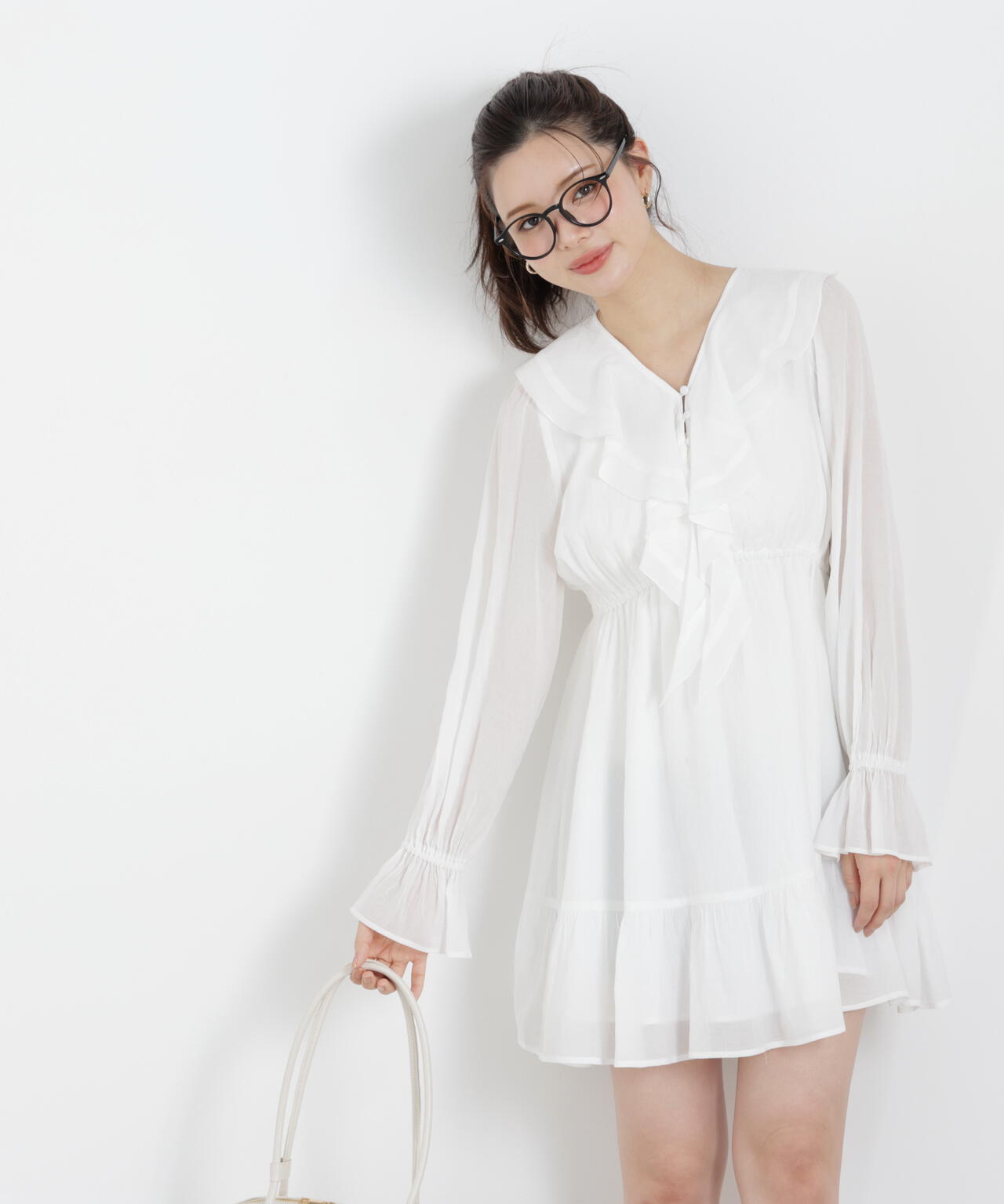 《EDIT COLOGNE》ラッフルミニワンピース【WEB・一部店舗限定】