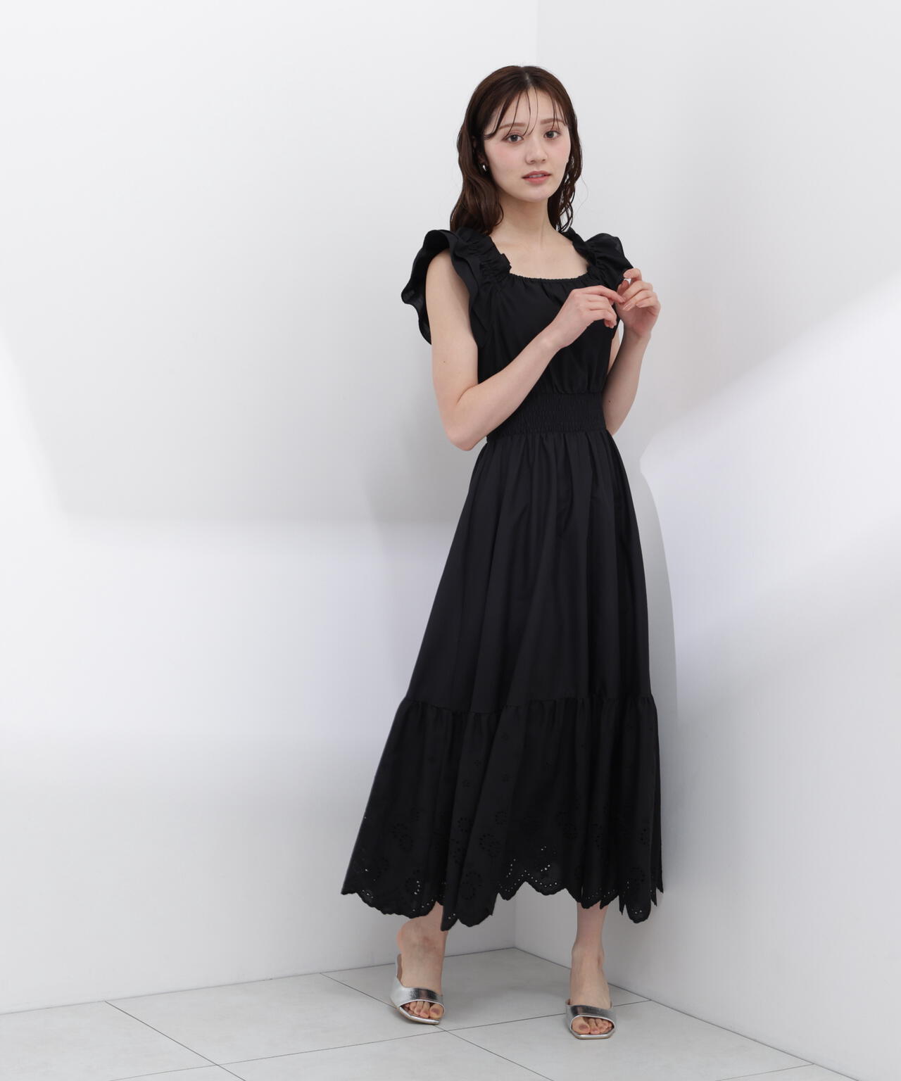 ウエストリボン ワンピース 極美品♡エミリオプッチ 2way DROITE(リヴドロワ RIVE | 全骨格細見え】2WAYロングリブワンピース 42 幾何学模様 ワンピース