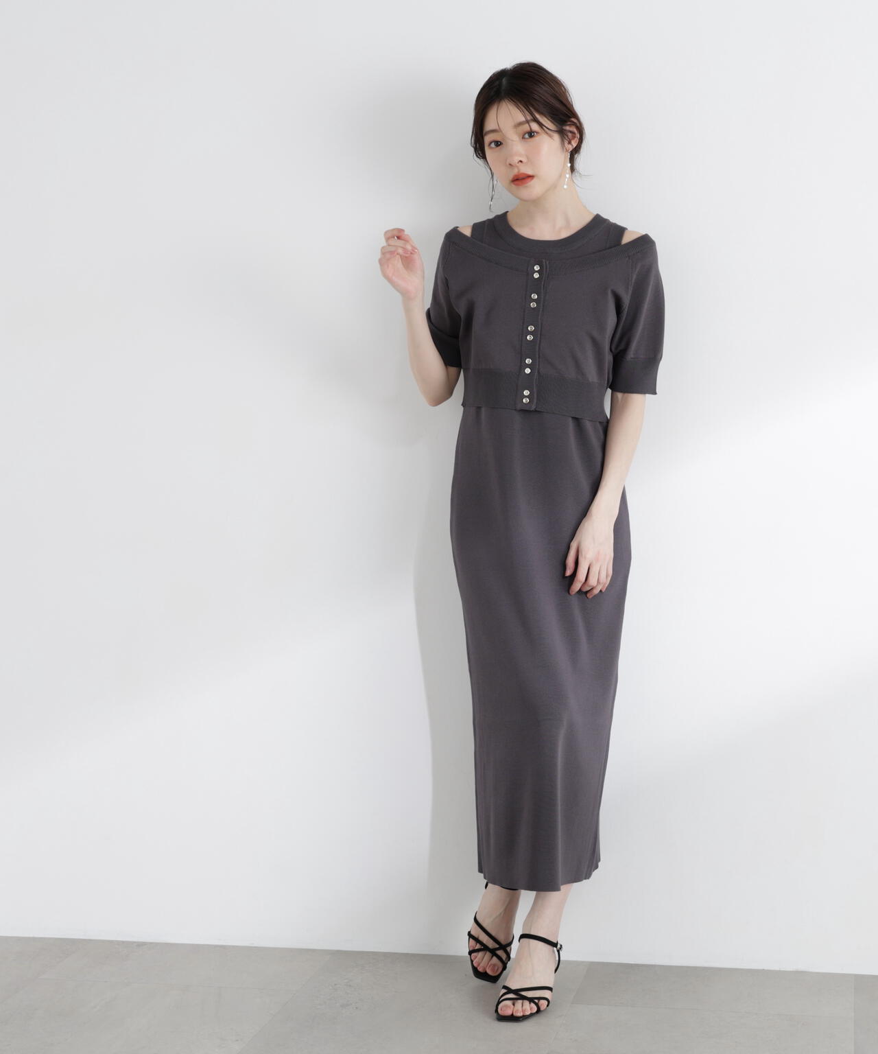 中川紅葉さん着用】〈a/mie〉ショートカーデレイヤードワンピース