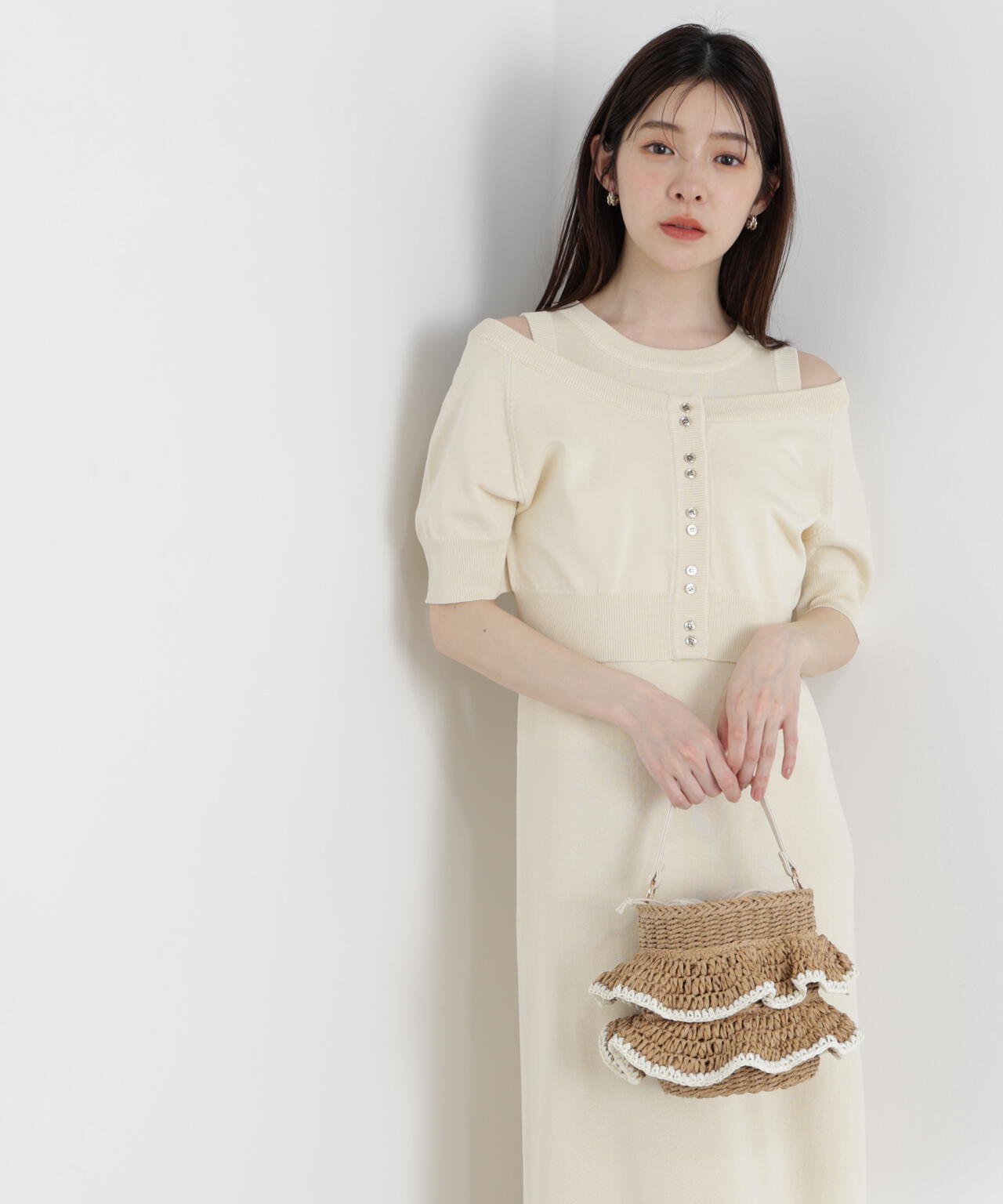 中川紅葉さん着用＞〈a/mie〉ショートカーデレイヤードワンピース