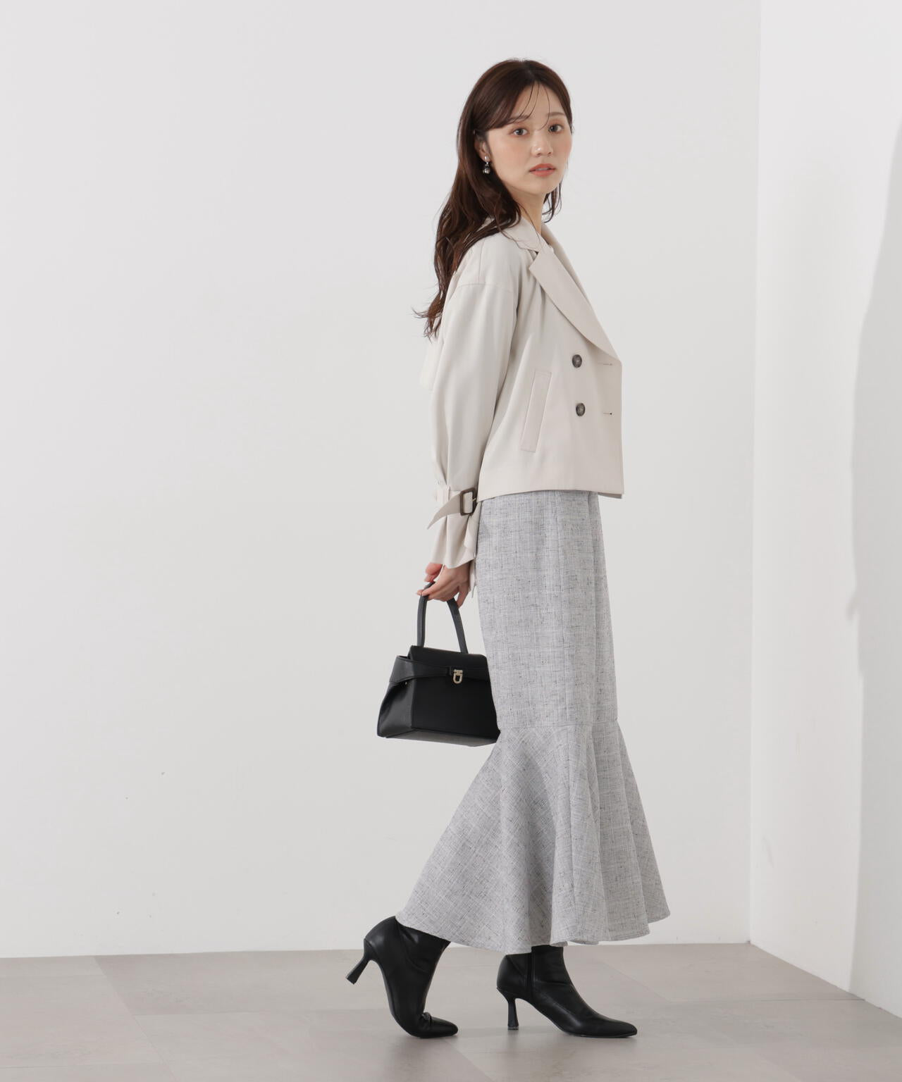 小顔見え✨新品★PROPORTION BODY DRESSING ショートコート 防シワ/花粉リリース＞ショートトレンチコート | PROPORTION BODY