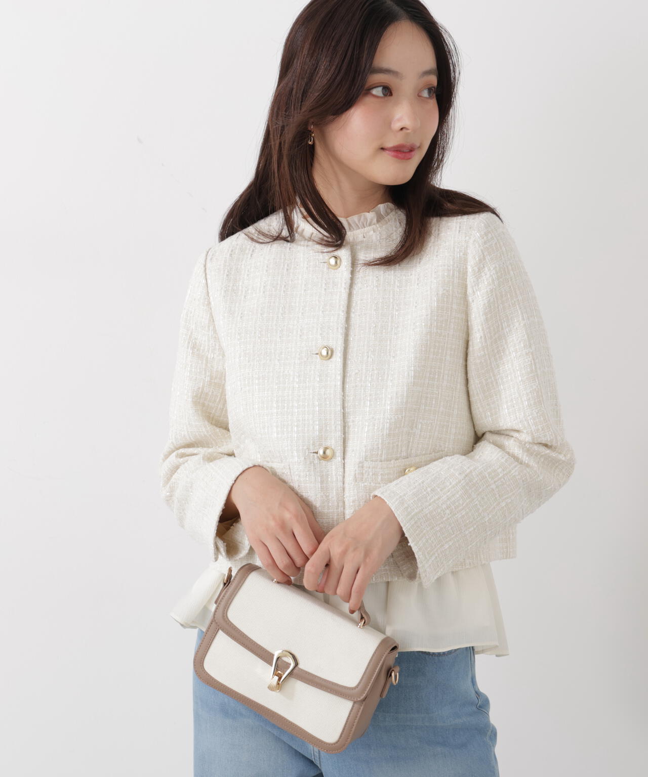 【新品】PROPORTION BODY DRESSING ツイードジャケット ノーカラーツイードジャケット | PROPORTION BODY DRESSING