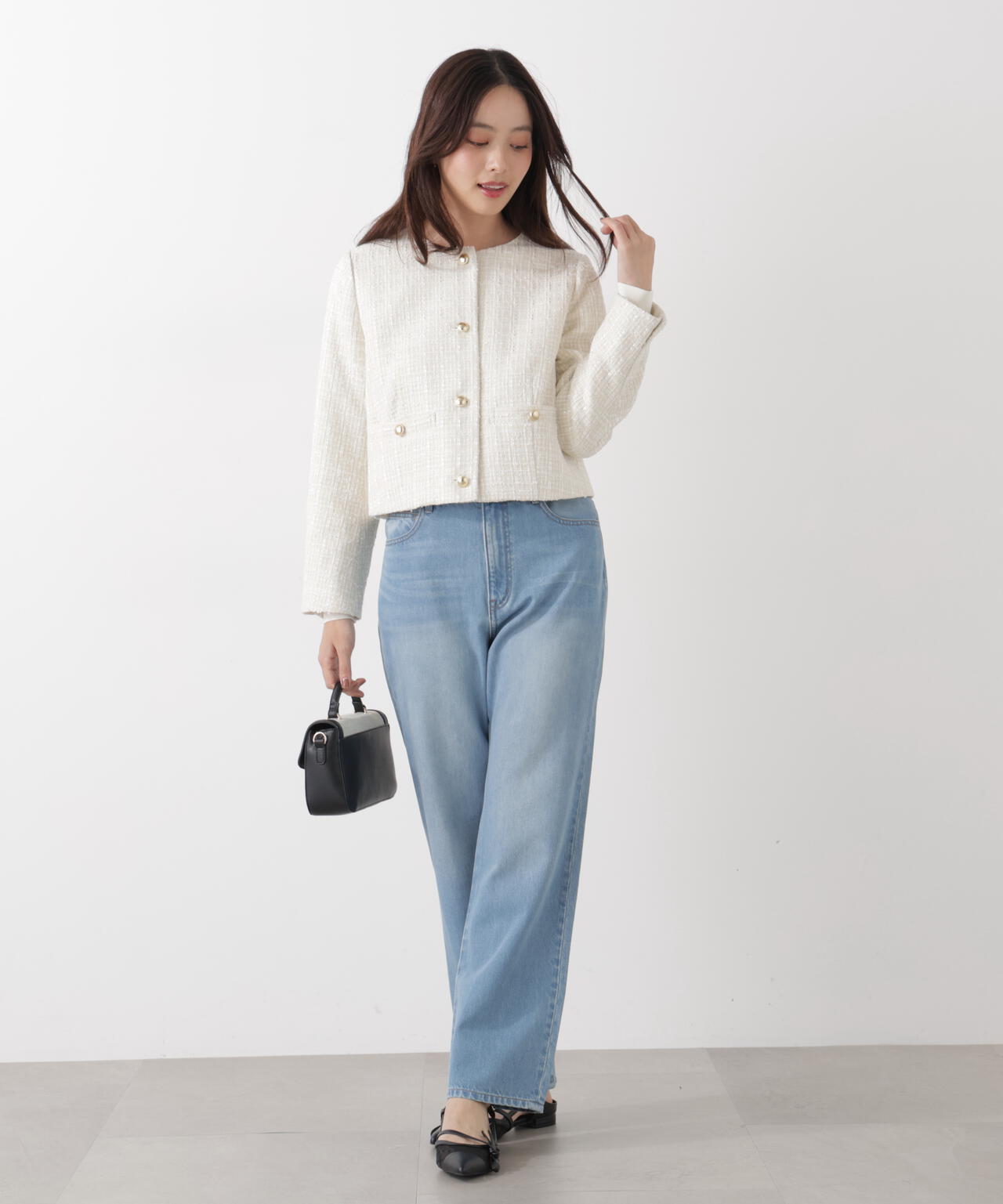 新品 タグ付き BODY DRESSING ノーカラーツイードジャケット 36 ノーカラーツイードジャケット | PROPORTION BODY DRESSING