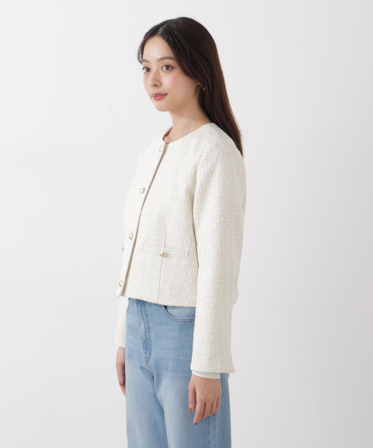 ノーカラーツイードジャケット | PROPORTION BODY DRESSING