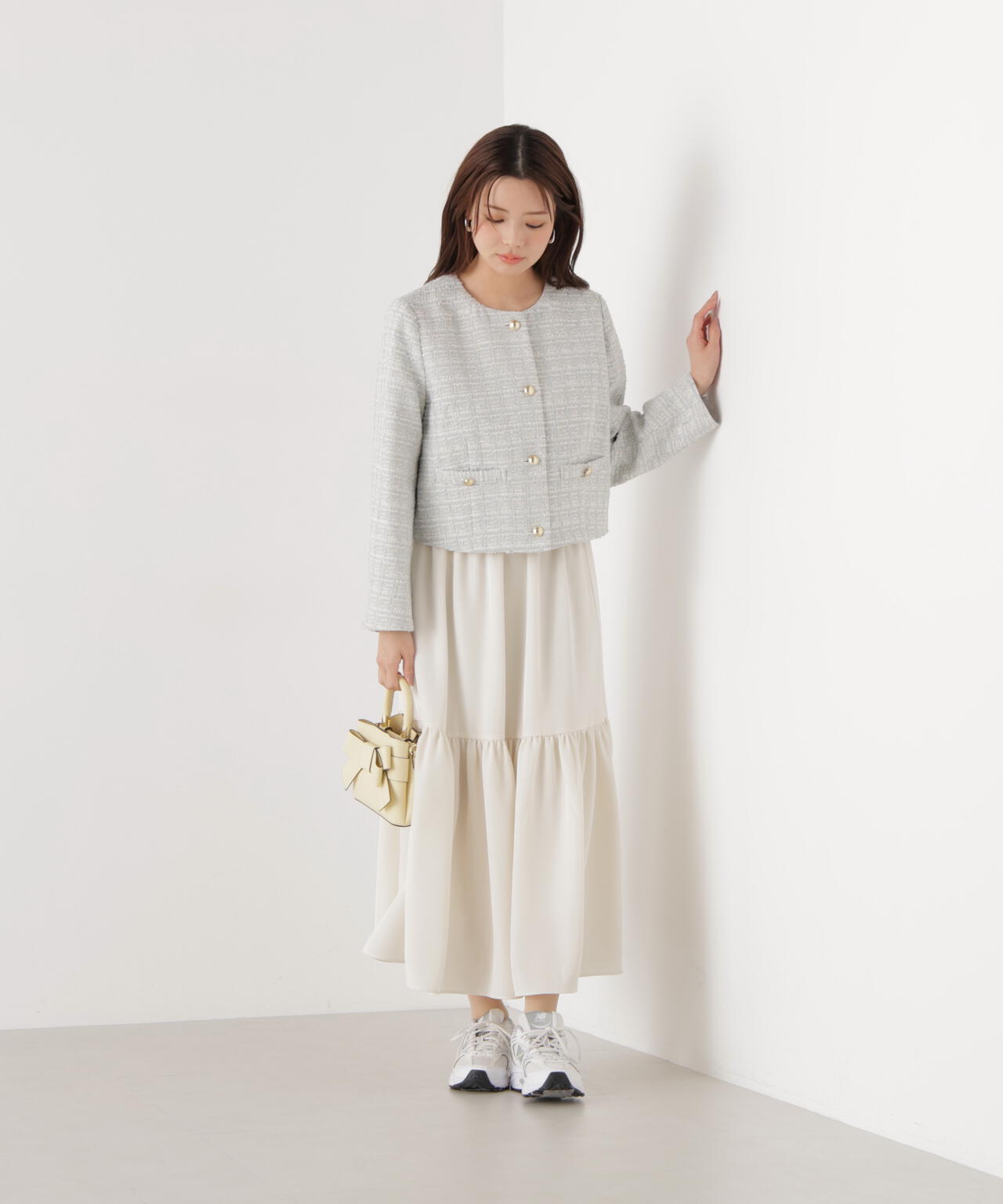 新品 タグ付き BODY DRESSING ノーカラーツイードジャケット 36 ノーカラーツイードジャケット | PROPORTION BODY DRESSING