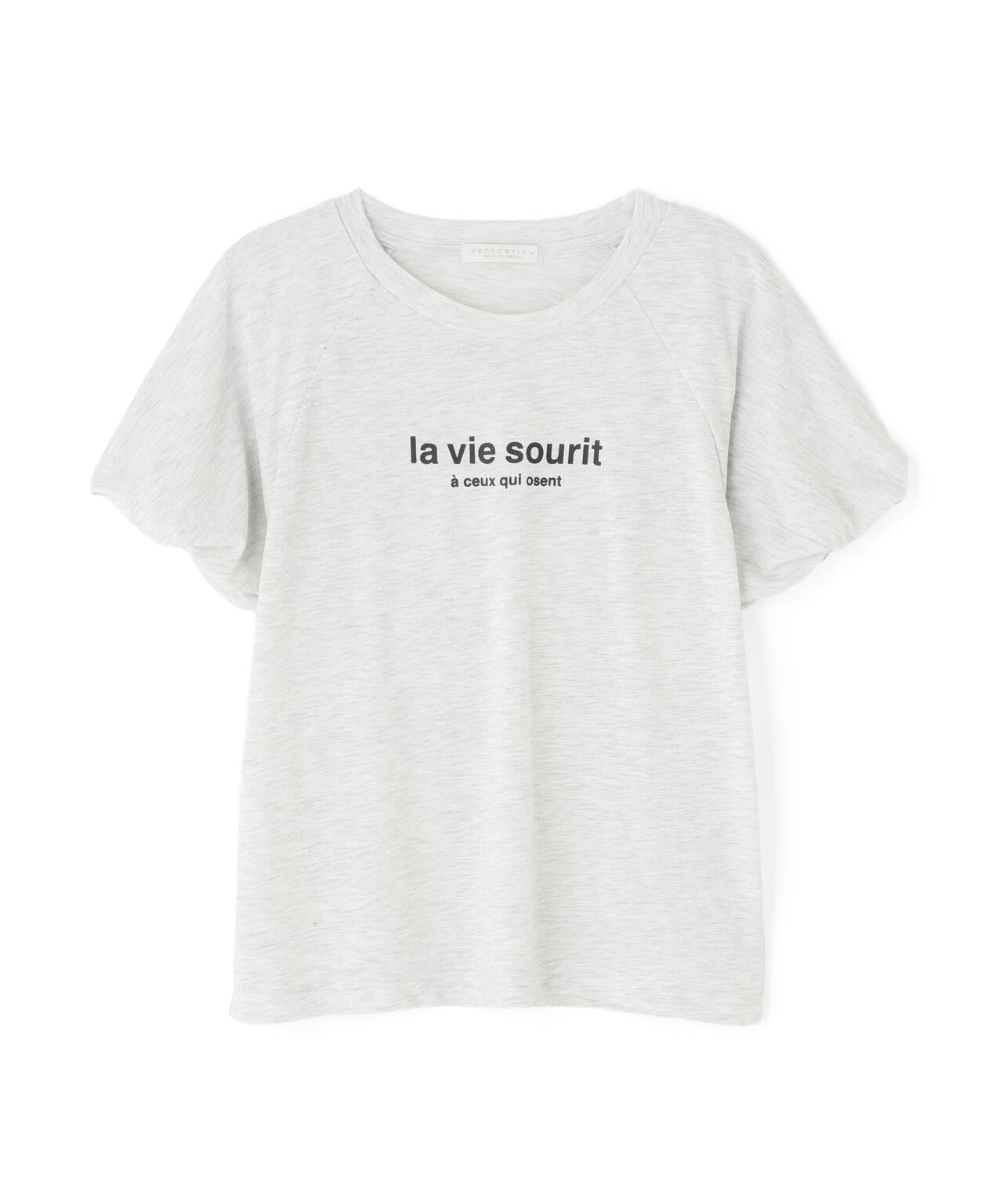 カネコイサオ　ピコフリル　美品　1回着用　白　フリルホワイトパフスリーブTシャツ 加藤栞さん着用】パフスリーブロゴTシャツ | PROPORTION BODY DRESSING