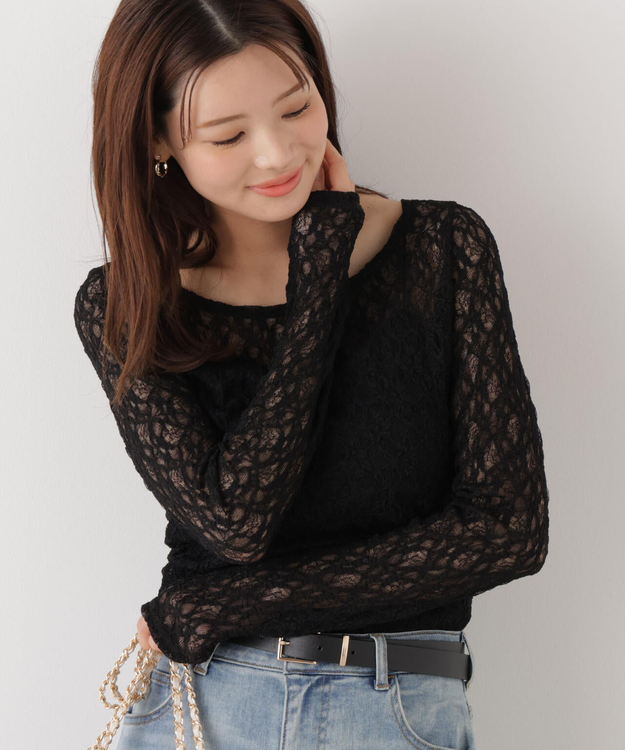 ＜ウォッシャブル＞〈a/mie〉ストレッチレース