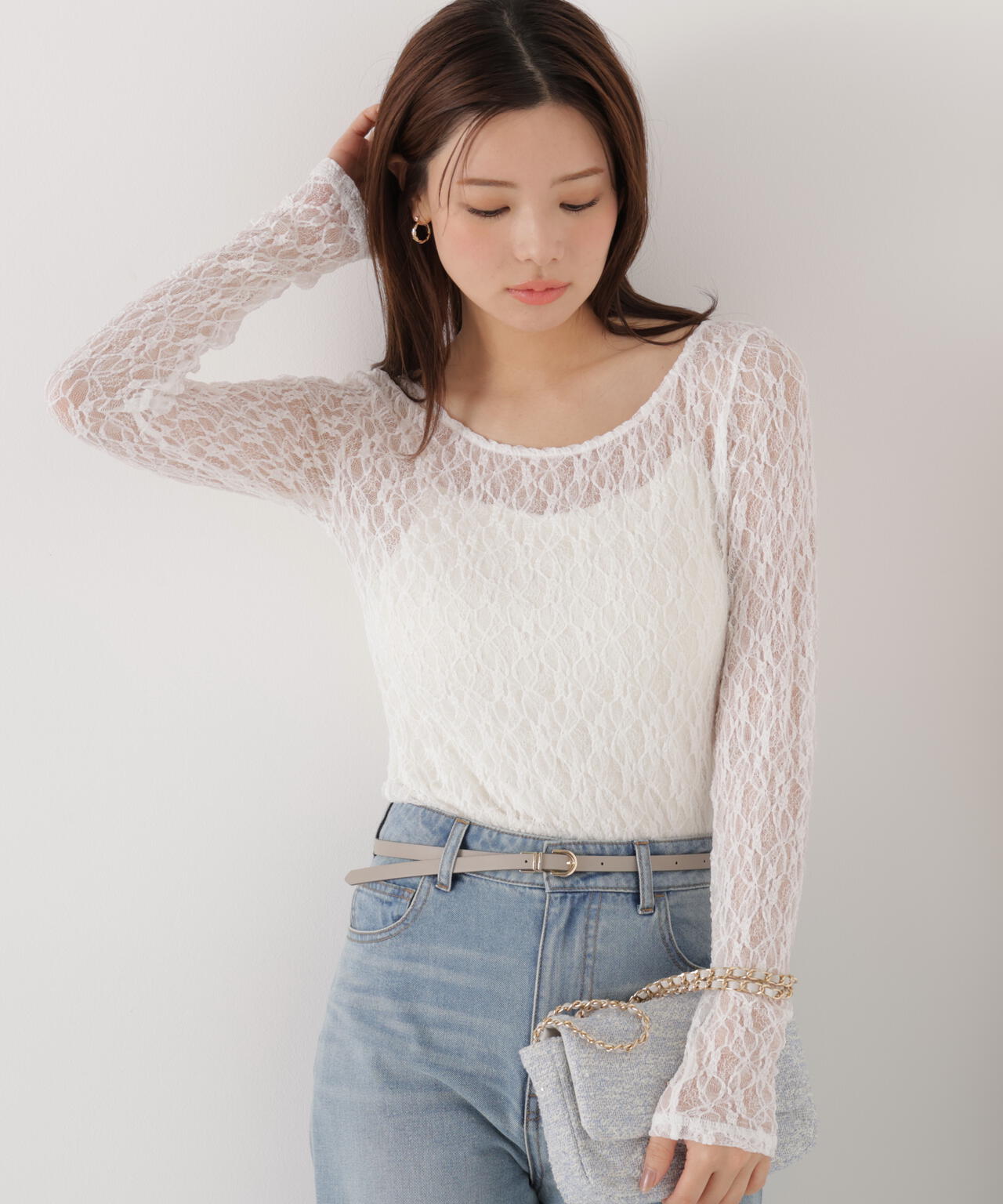 ＜ウォッシャブル＞〈a/mie〉ストレッチレース