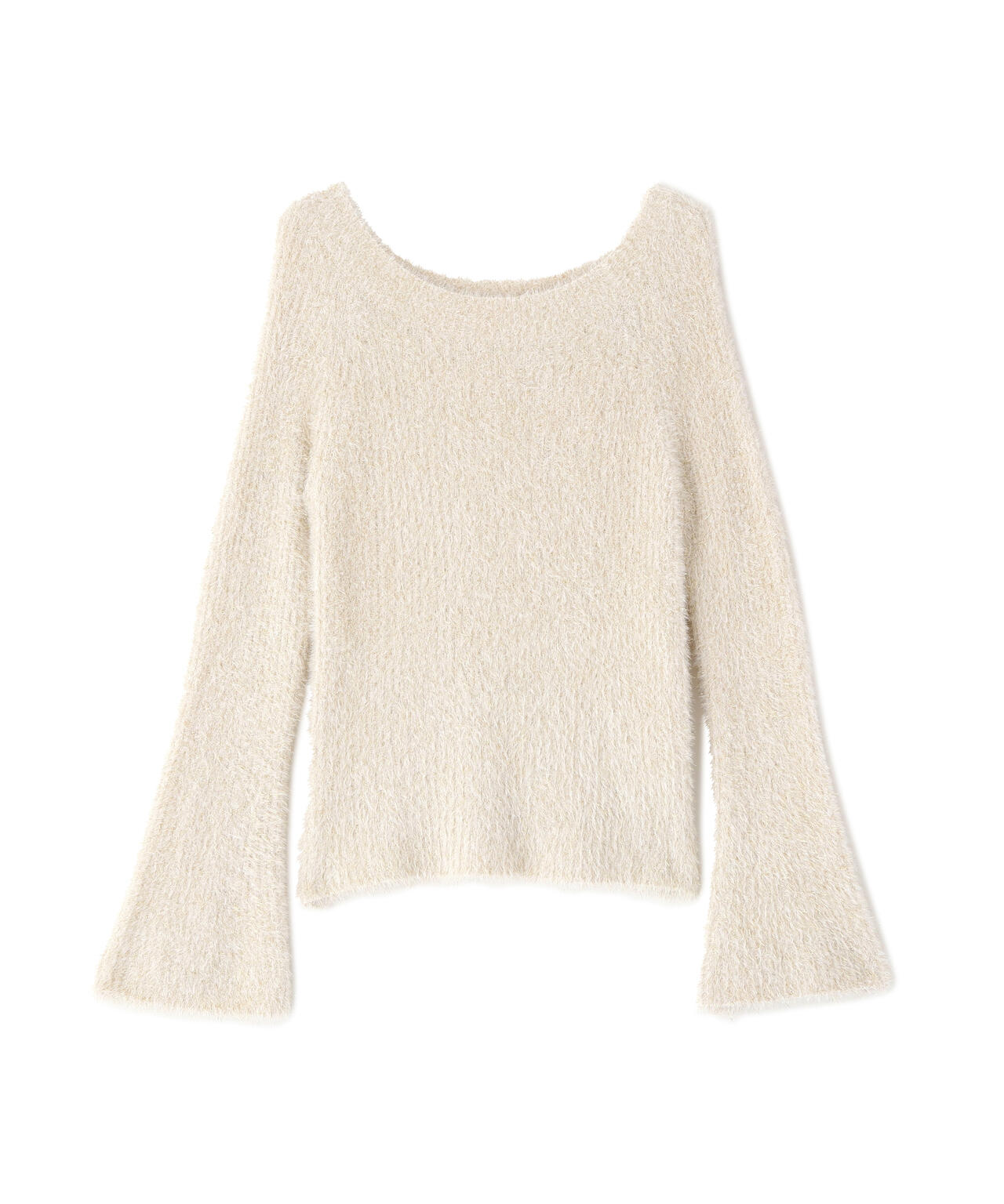 ラメフェザーボートネックニット