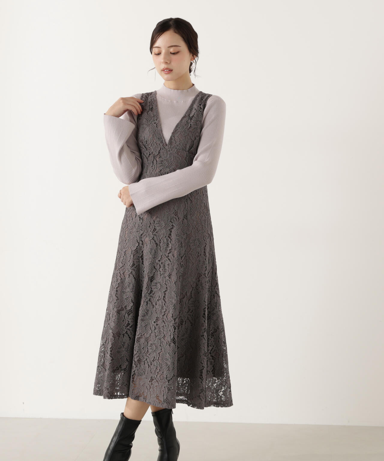 モックネックベーシックニット