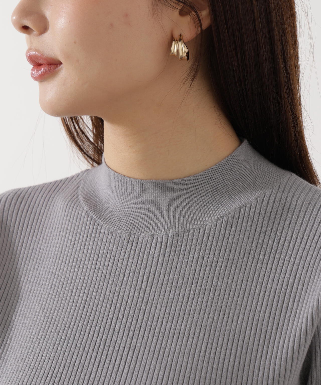 モックネックベーシックニット