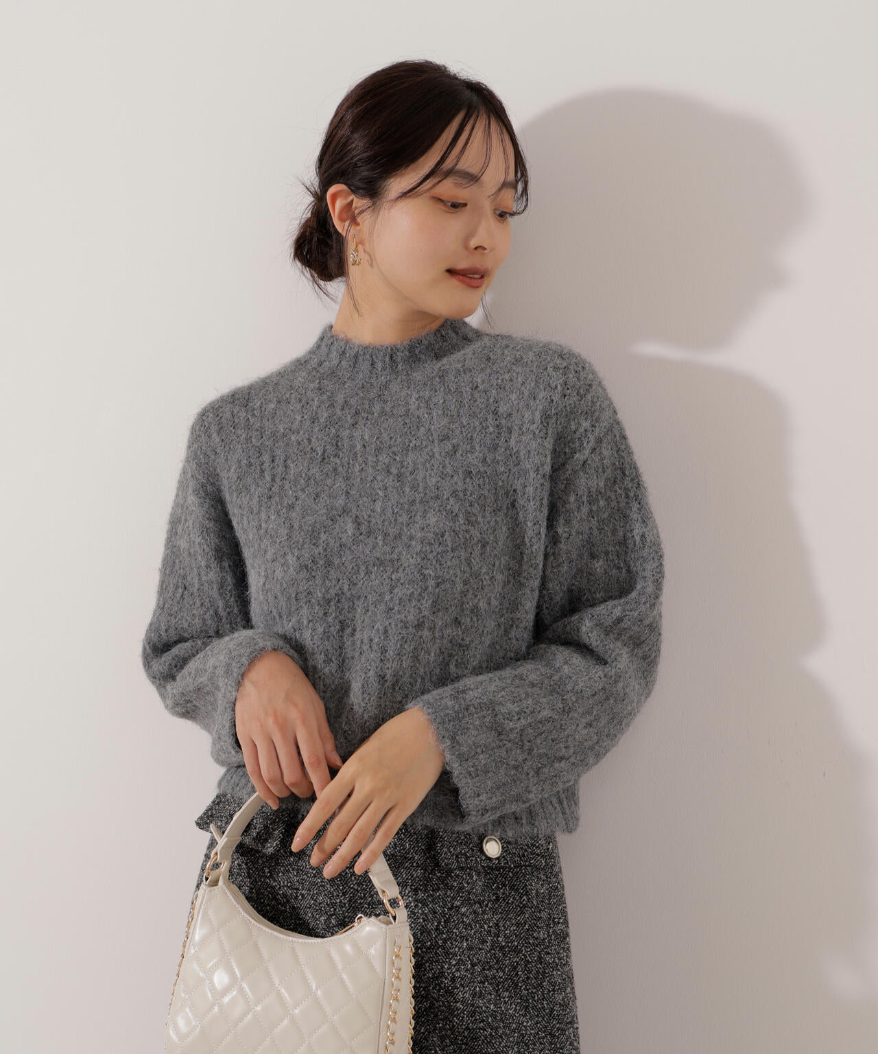 <ウォッシャブル>チュールスリーブボックスニット