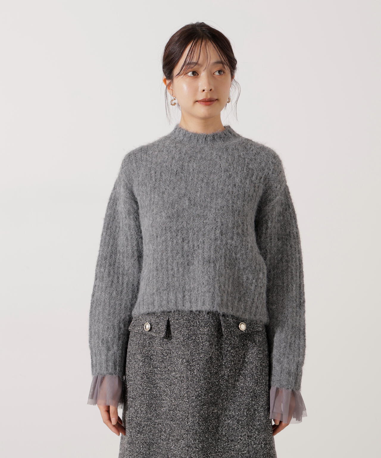 プロポーション ボディドレッシング（PROPORTION BODY DRESSING）/＜ウォッシャブル＞チュールスリーブボックスニット ウォッシャブル>チュールスリーブボックスニット | PROPORTION BODY