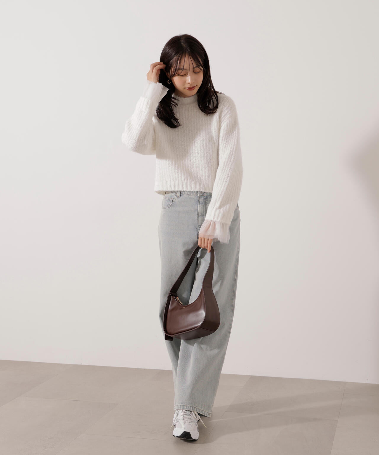 ウォッシャブル>チュールスリーブボックスニット | PROPORTION BODY