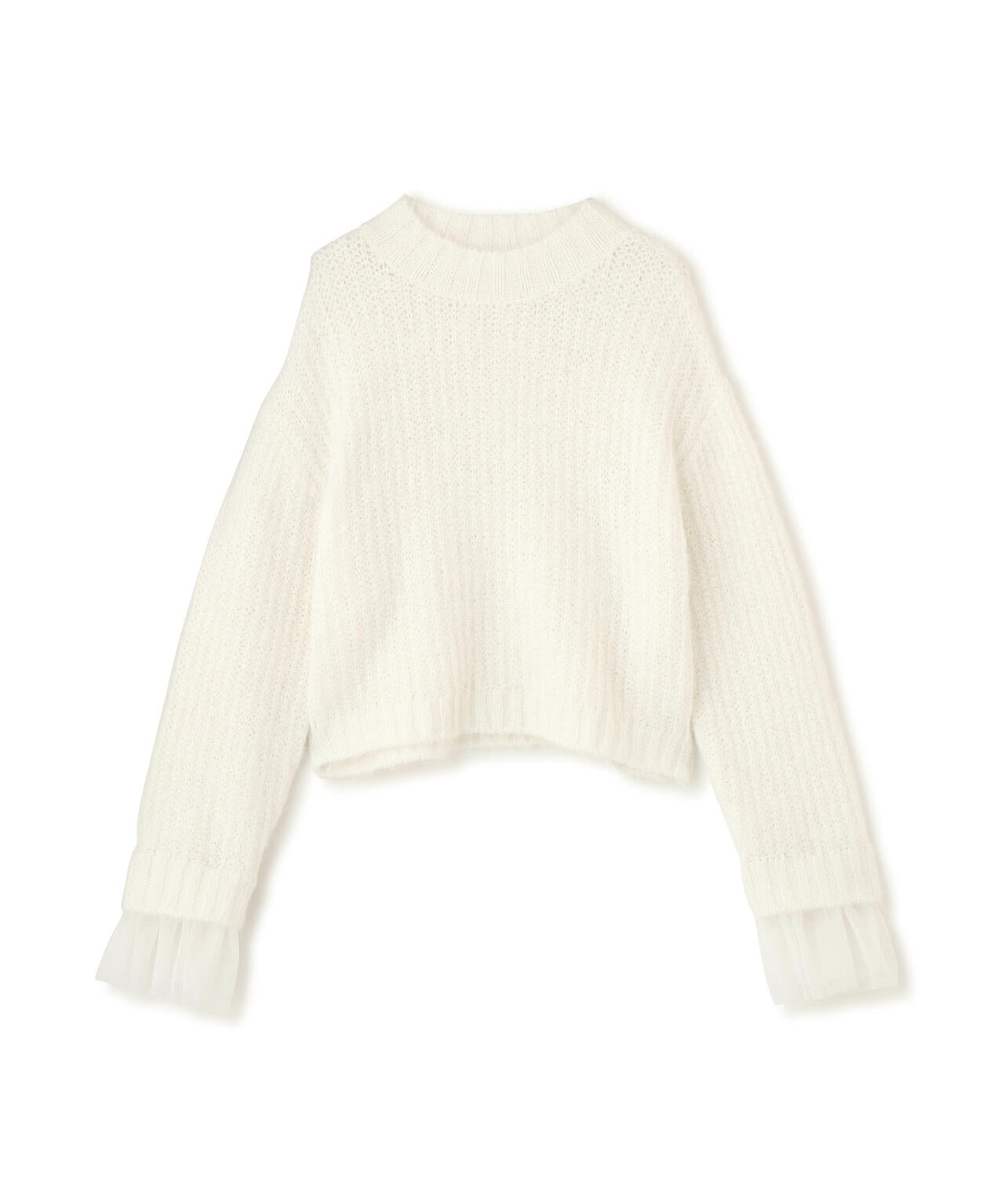 <ウォッシャブル>チュールスリーブボックスニット