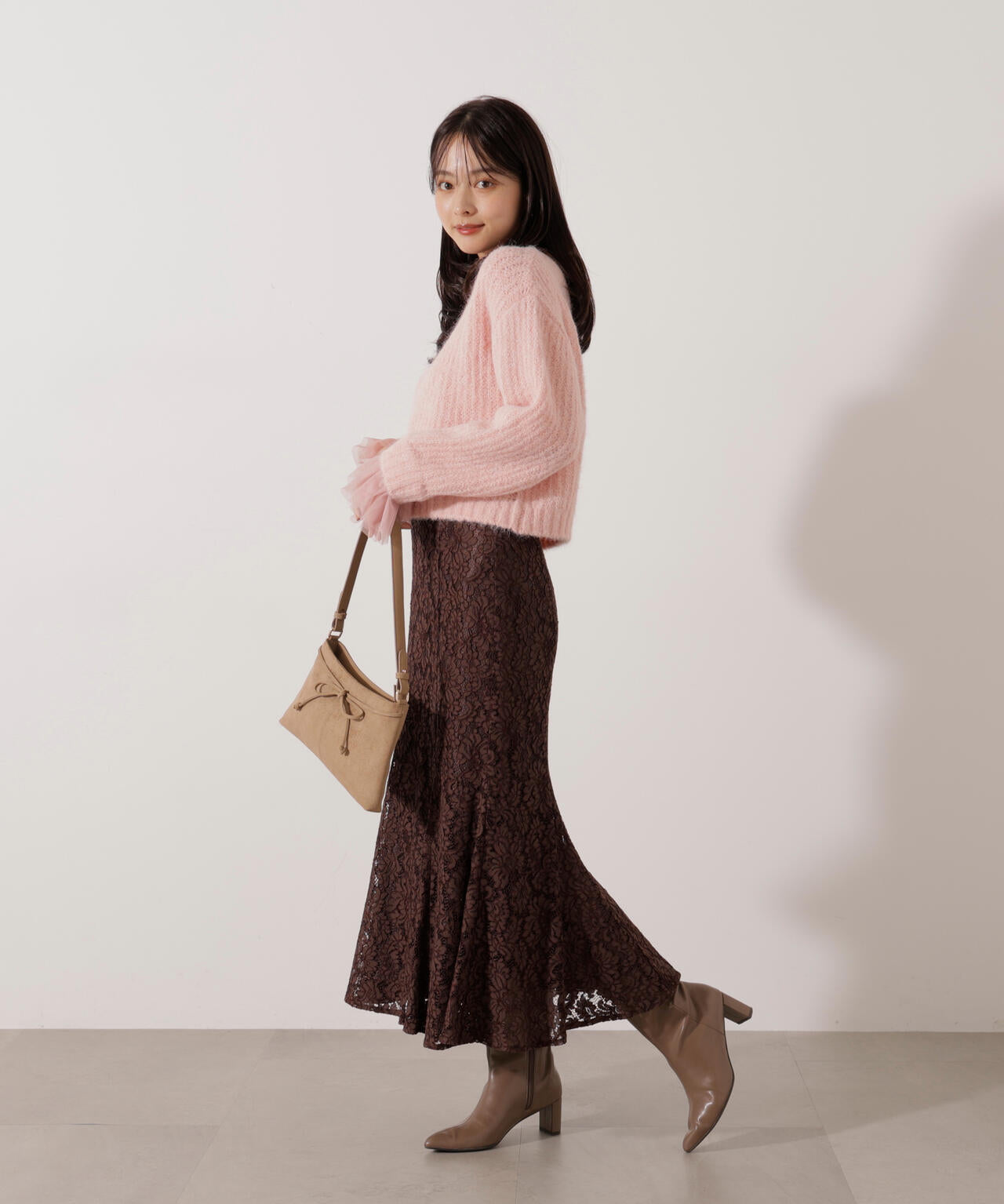 <ウォッシャブル>チュールスリーブボックスニット