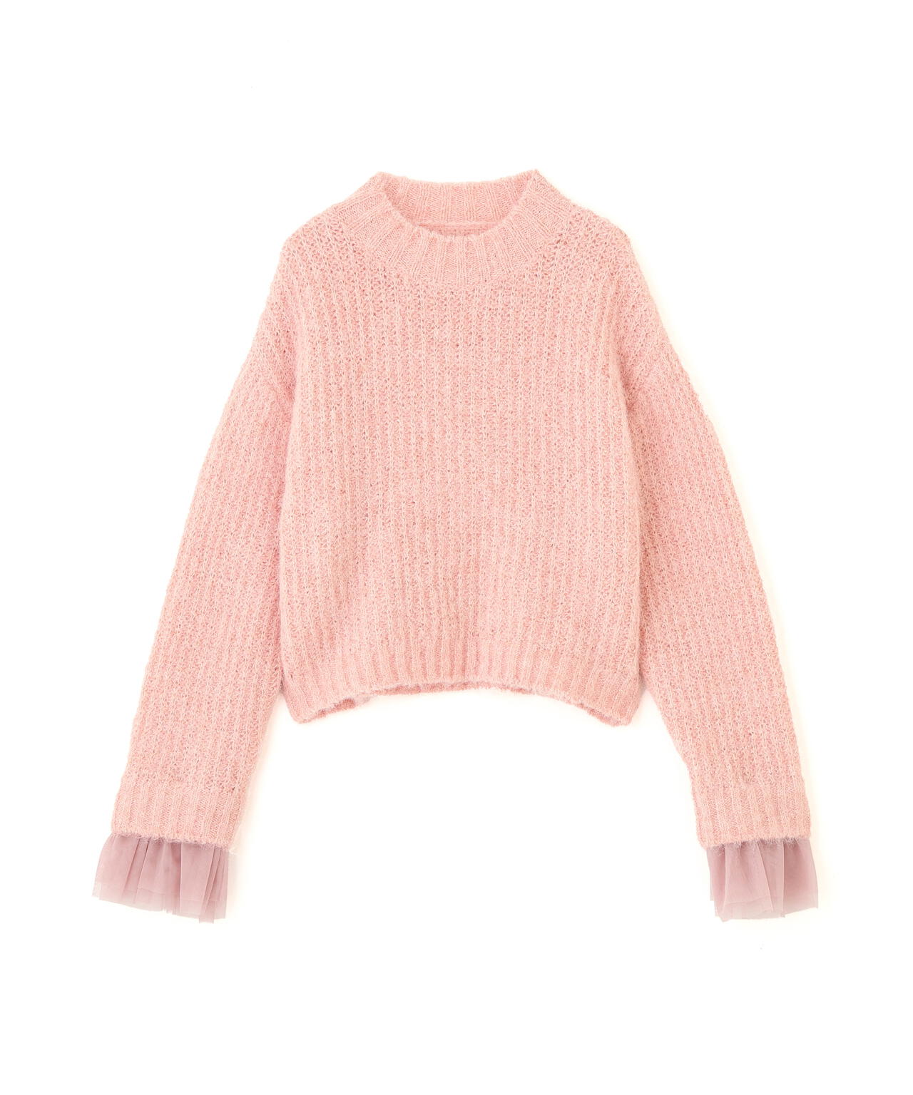 <ウォッシャブル>チュールスリーブボックスニット