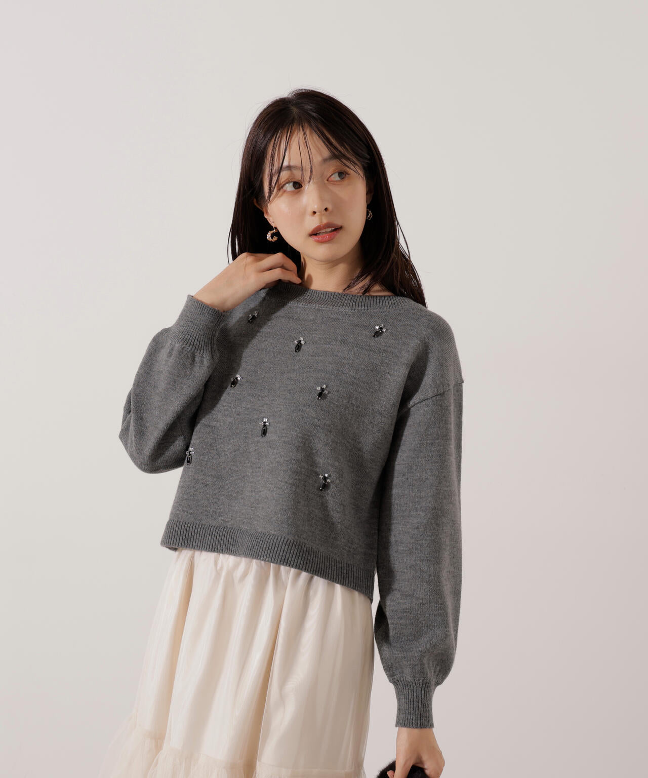 プロポーション ボディドレッシング（PROPORTION BODY DRESSING）/ビジュー付きボックスニット ビジュー付きボックスニット | PROPORTION BODY DRESSING