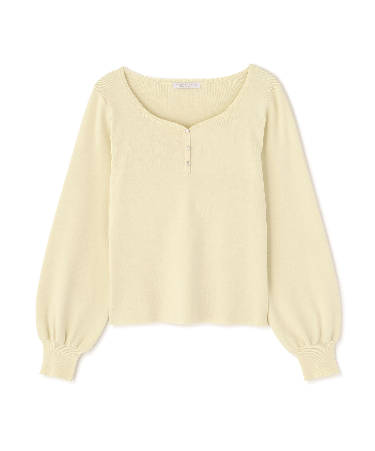 釦付きハートネック総針ニット