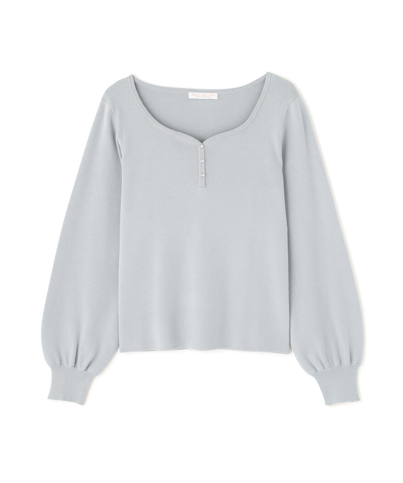 釦付きハートネック総針ニット