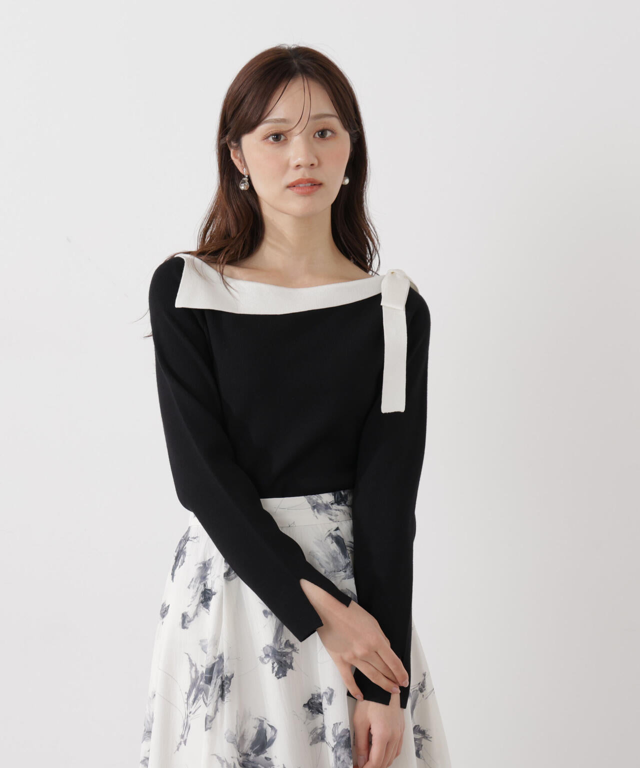 サイドリボン総針ニット【ブルー：official site・有楽町マルイ限定】