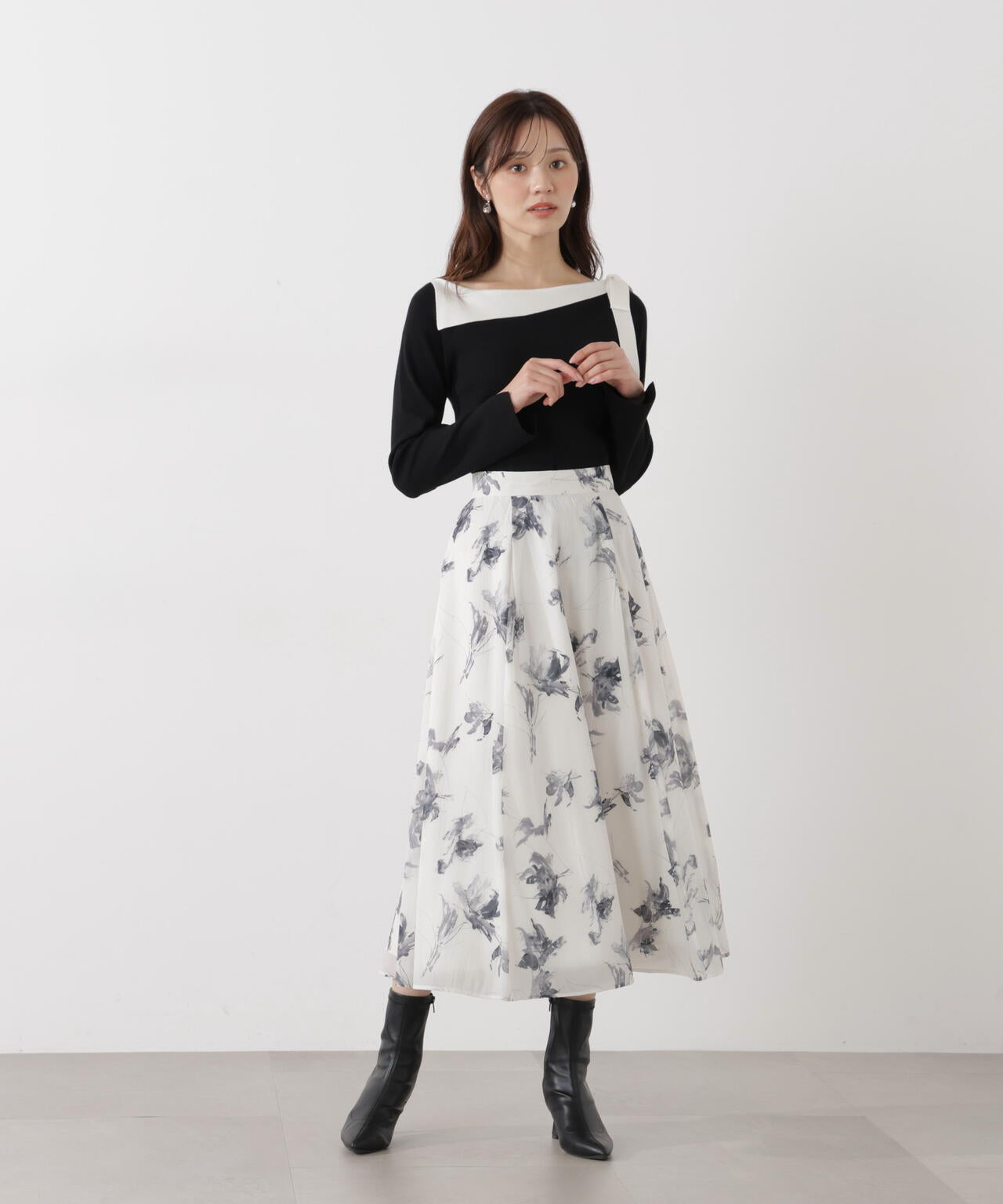 サイドリボン総針ニット【ブルー：official site・有楽町マルイ限定】