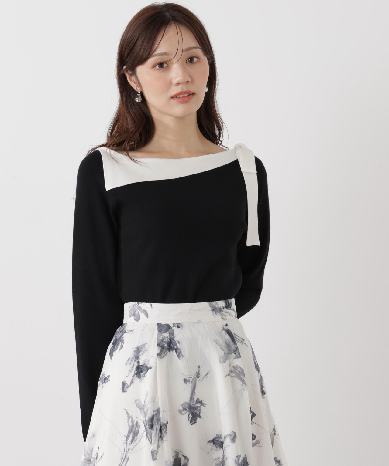 サイドリボン総針ニット【ブルー：official site・有楽町マルイ限定】