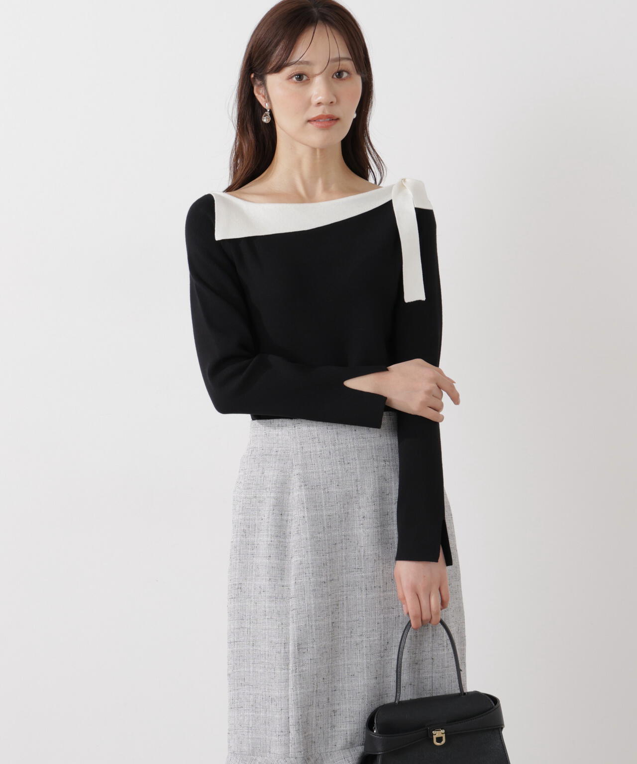 サイドリボン総針ニット【ブルー：official site・有楽町マルイ限定】