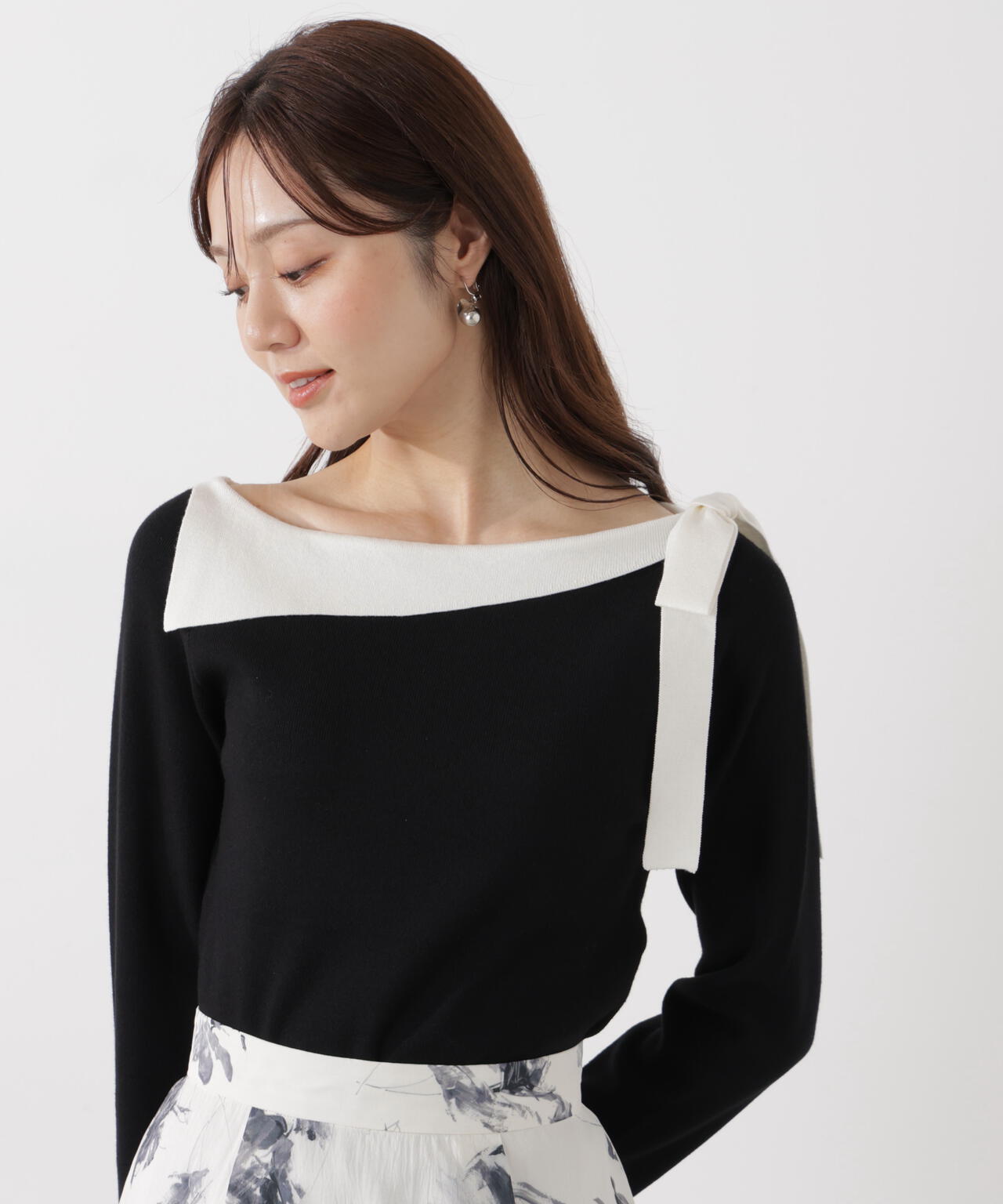 サイドリボン総針ニット【ブルー：official site・有楽町マルイ限定】