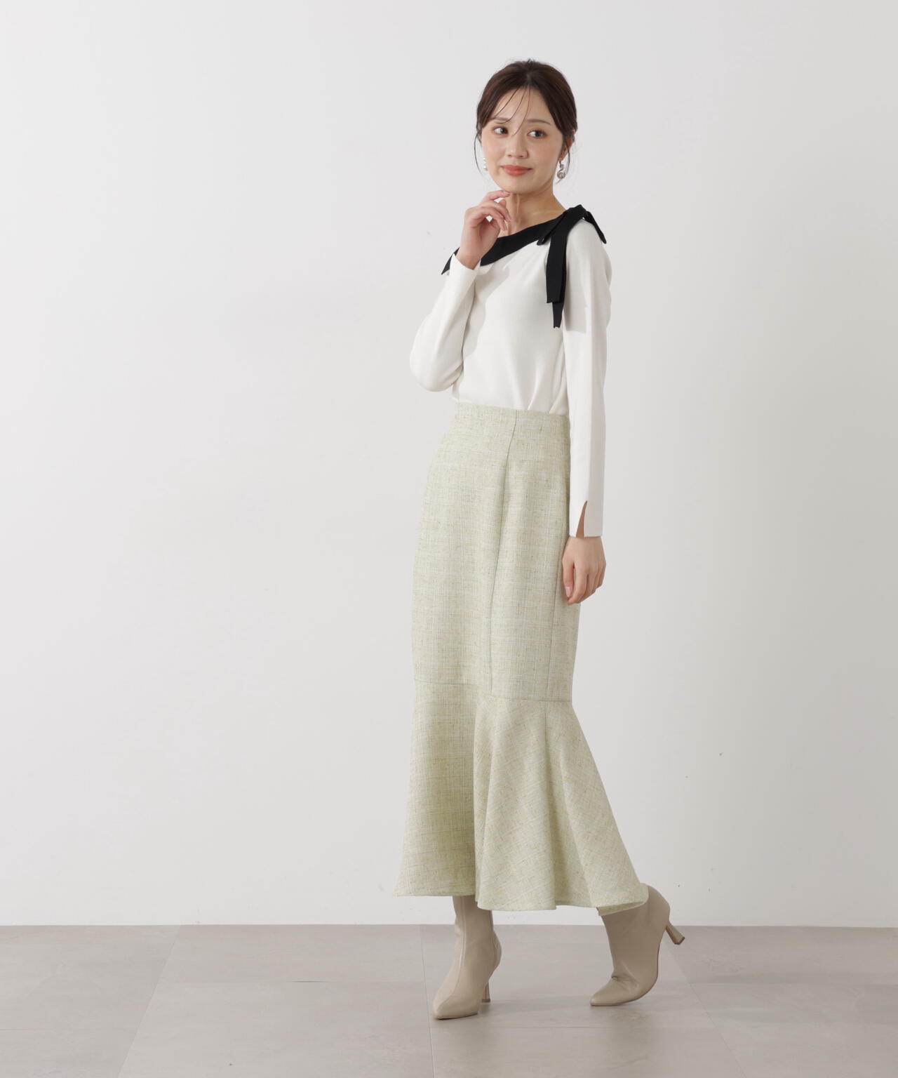 サイドリボン総針ニット【ブルー：official site・有楽町マルイ限定】