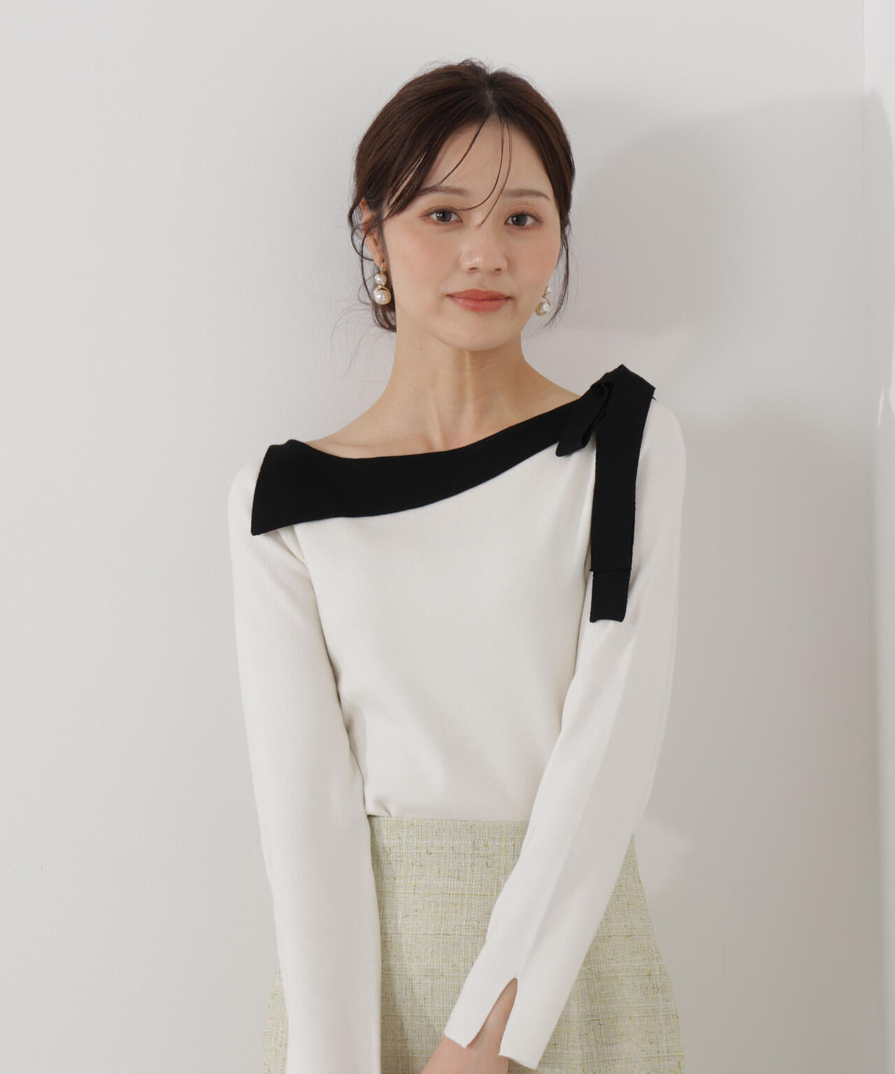 サイドリボン総針ニット【ブルー：official site・有楽町マルイ限定】