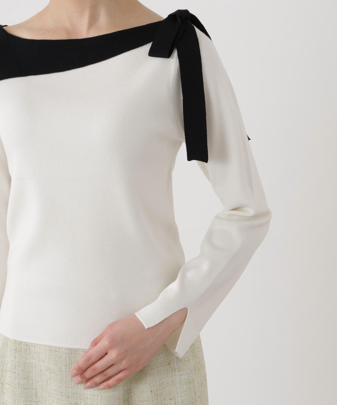 サイドリボン総針ニット【ブルー：official site・有楽町マルイ限定】